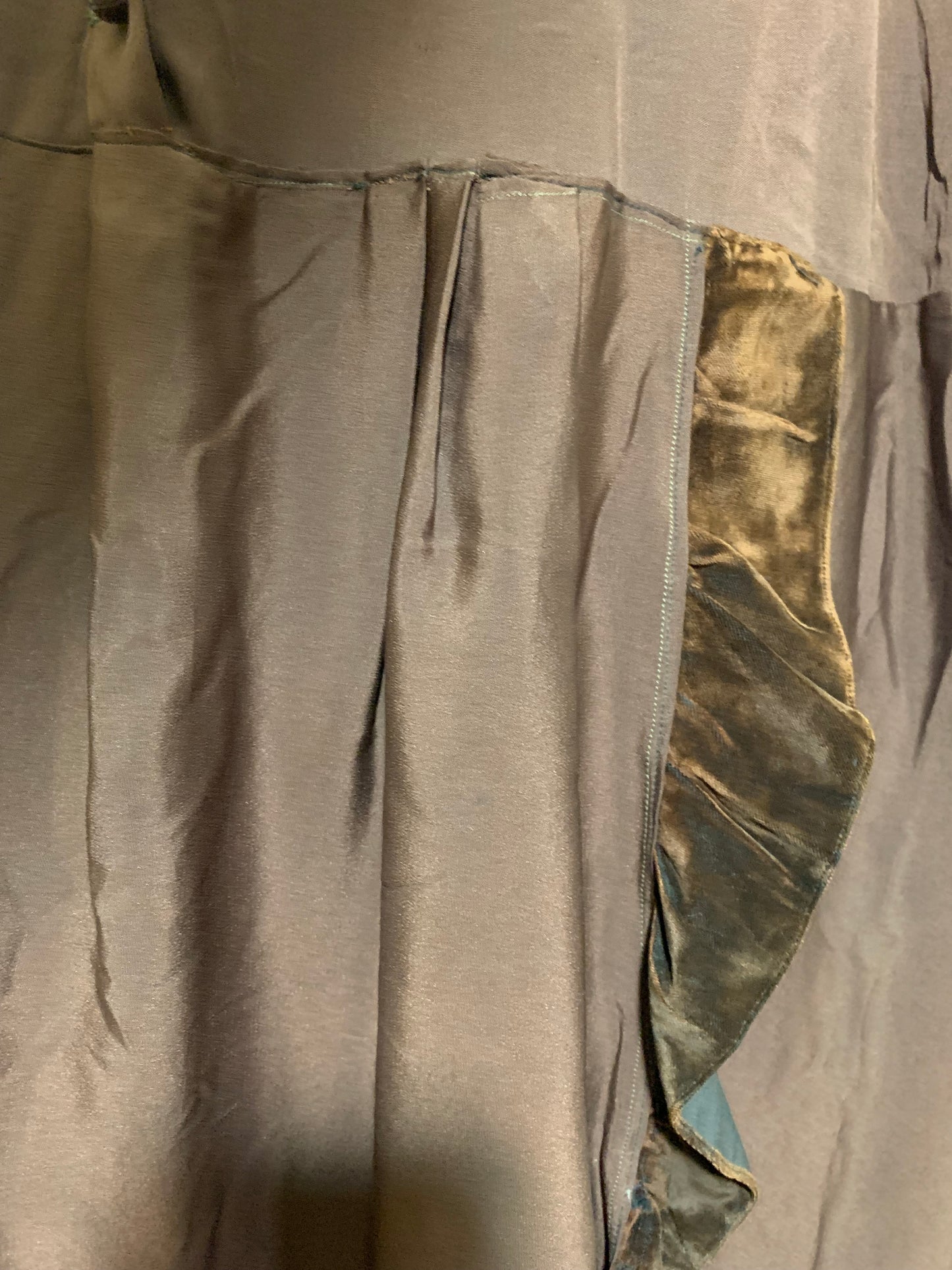 Cinnamon and Brown Silk and Velvet Dress circa 1920s as is