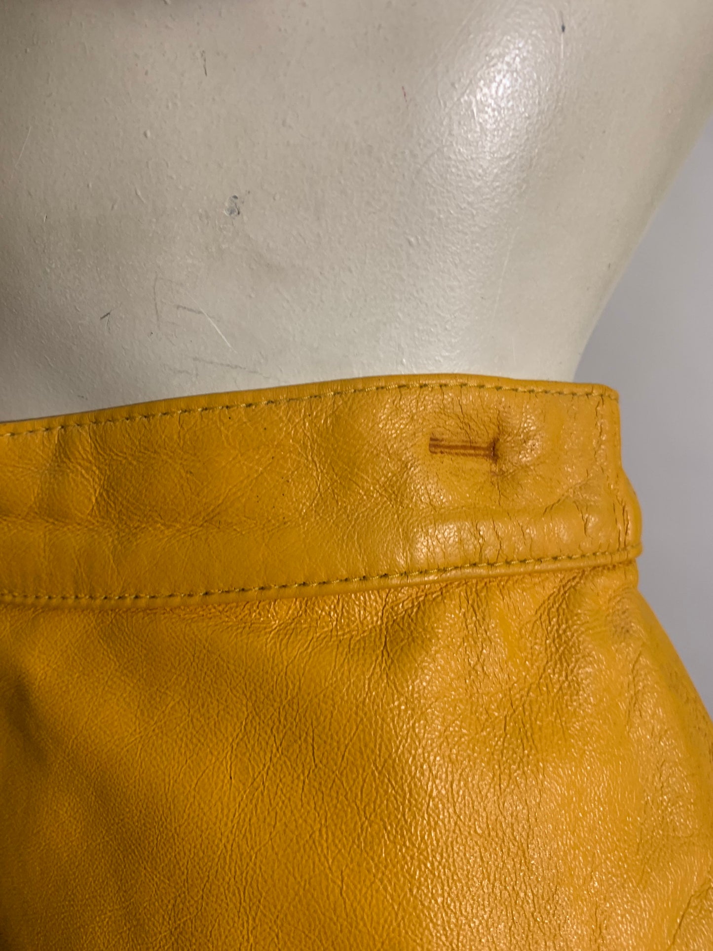 Butter Yellow Leather Pencil Skirt circa 1980s