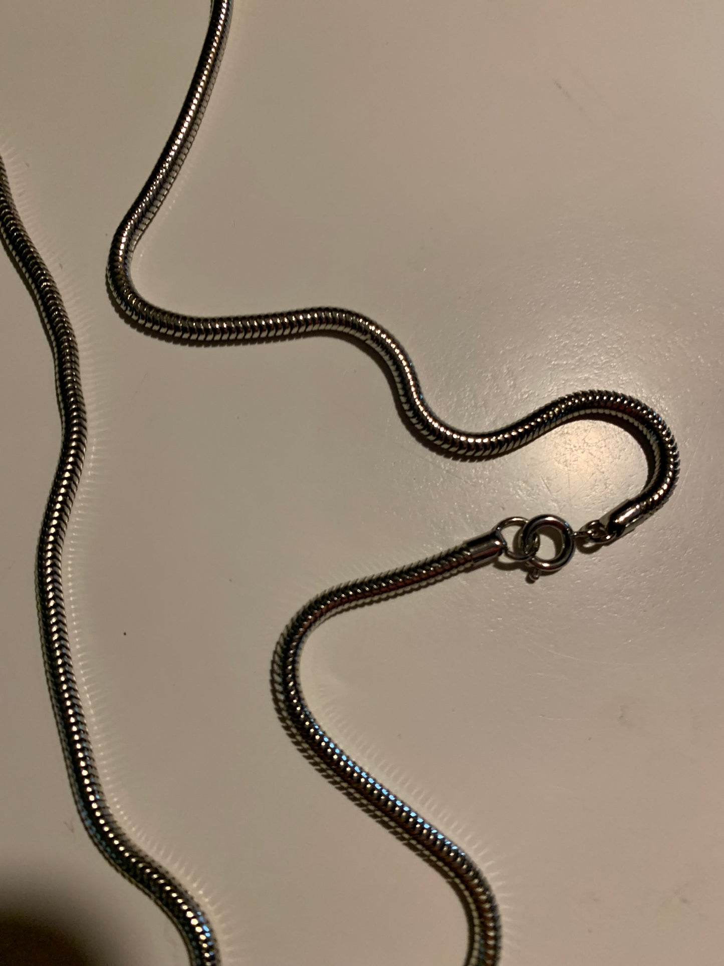 LONG Silver Ribbed Barrel Pendant Necklace with Fringe circa 1970s