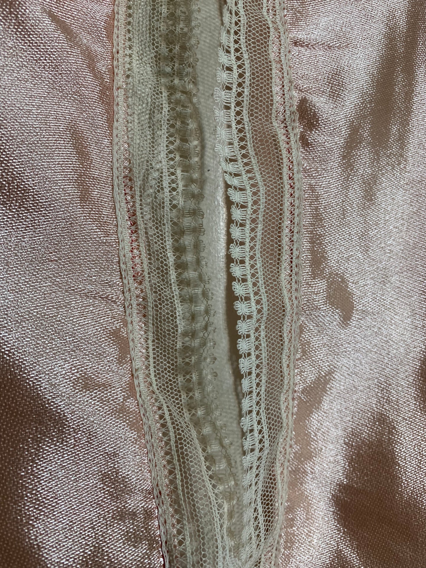 Sweet Pink Tie Front Lingerie Top with Lace and Rosette circa 1960s