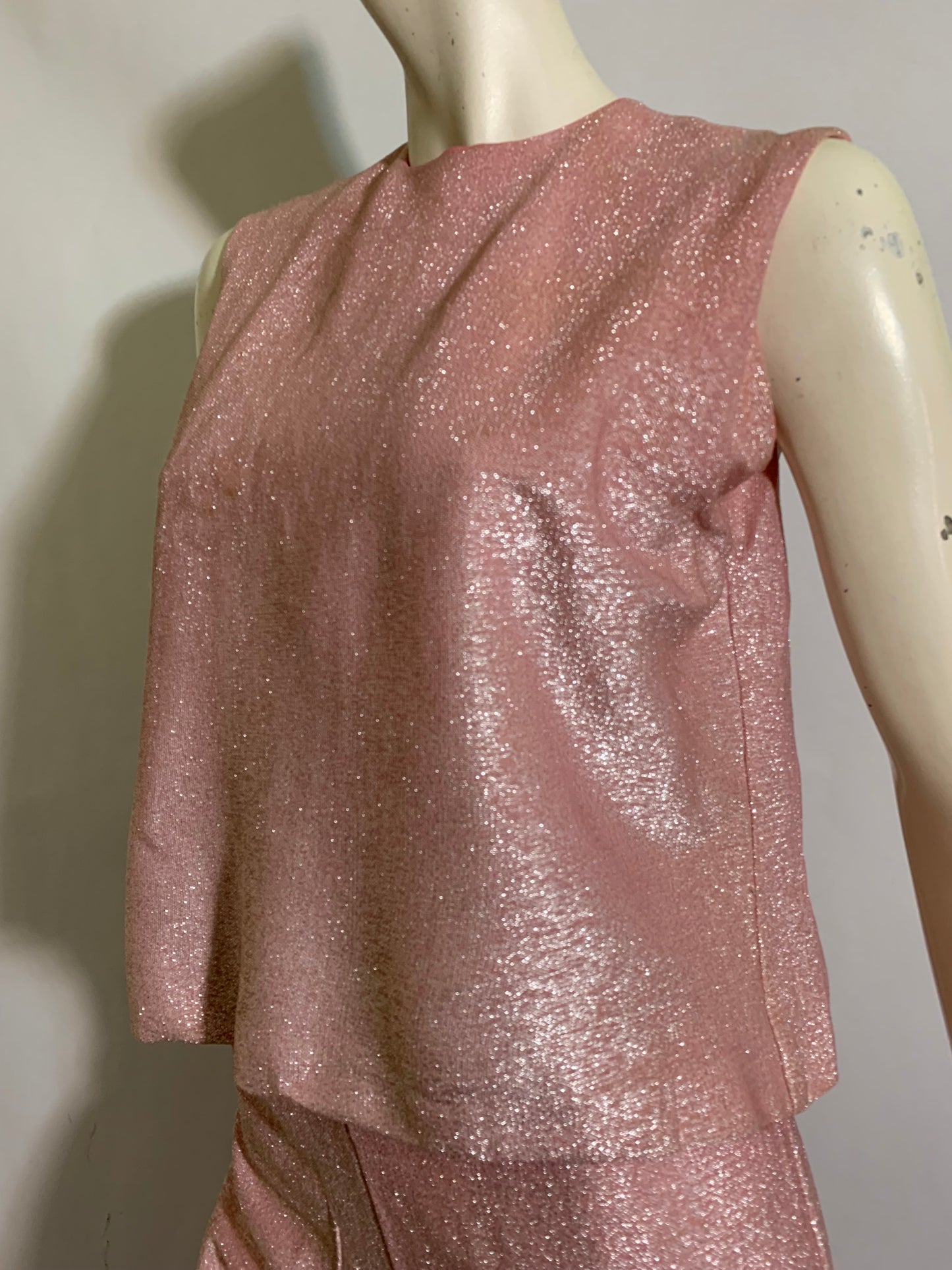Pink Lurex! Two Piece Pink Lurex Boxy Top and Pedal Pusher Pants circa 1960s