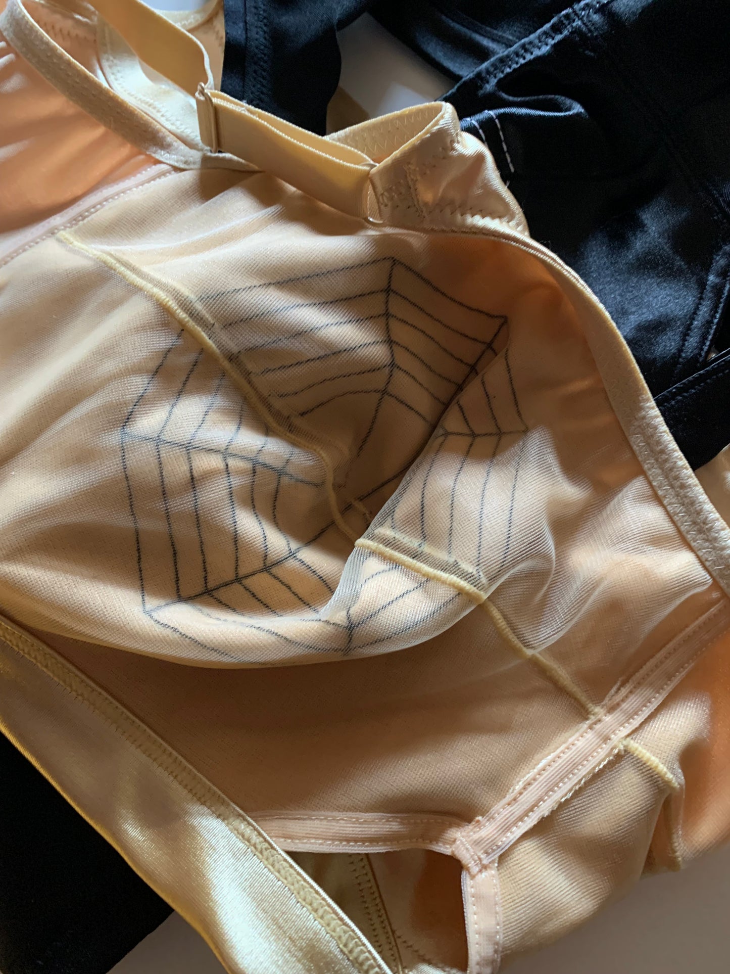 Arachne- the Golden Satin Spider Web Bullet Bra
