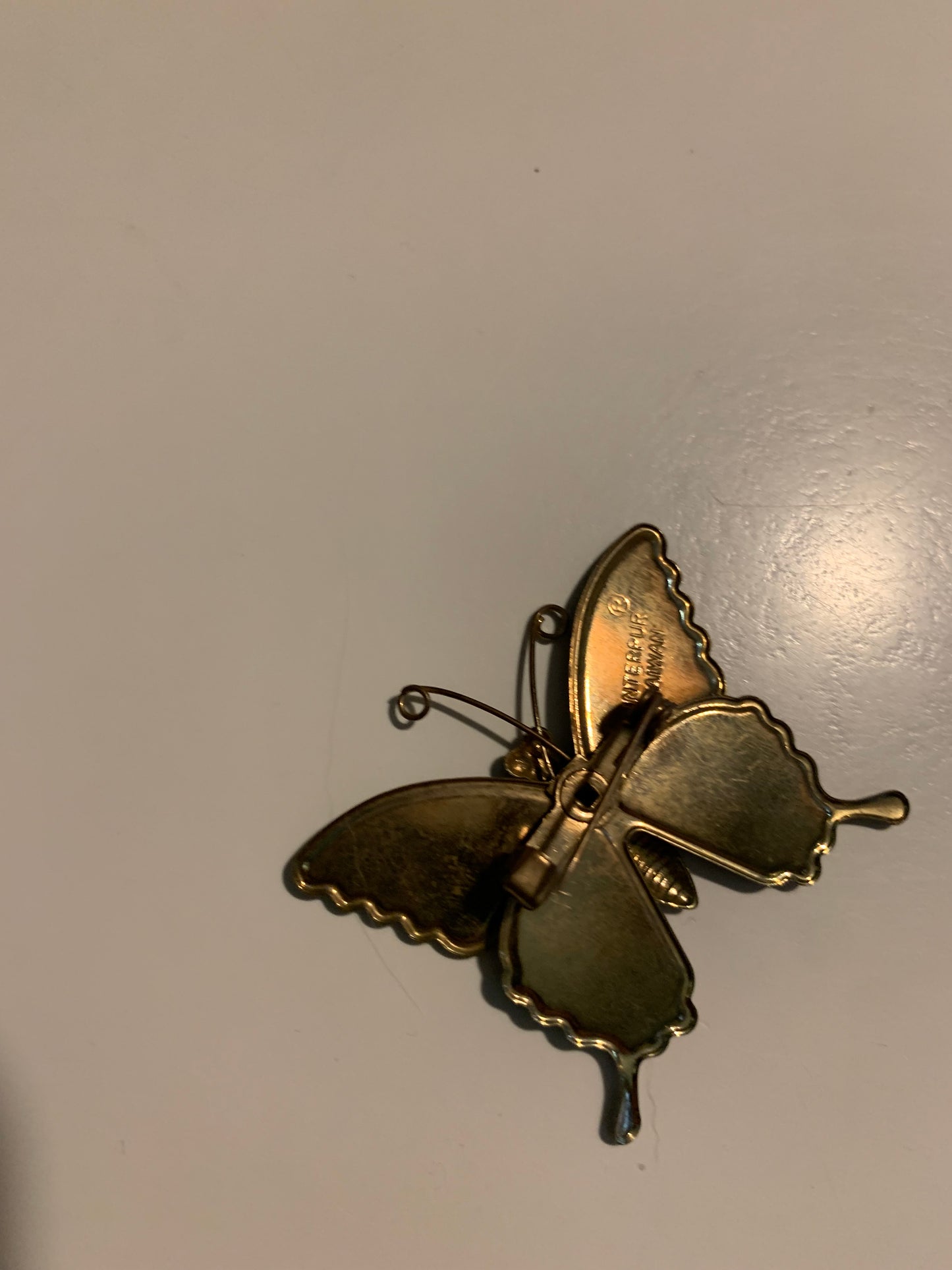 Little Orange and Yellow Butterfly Brooch circa 1960s