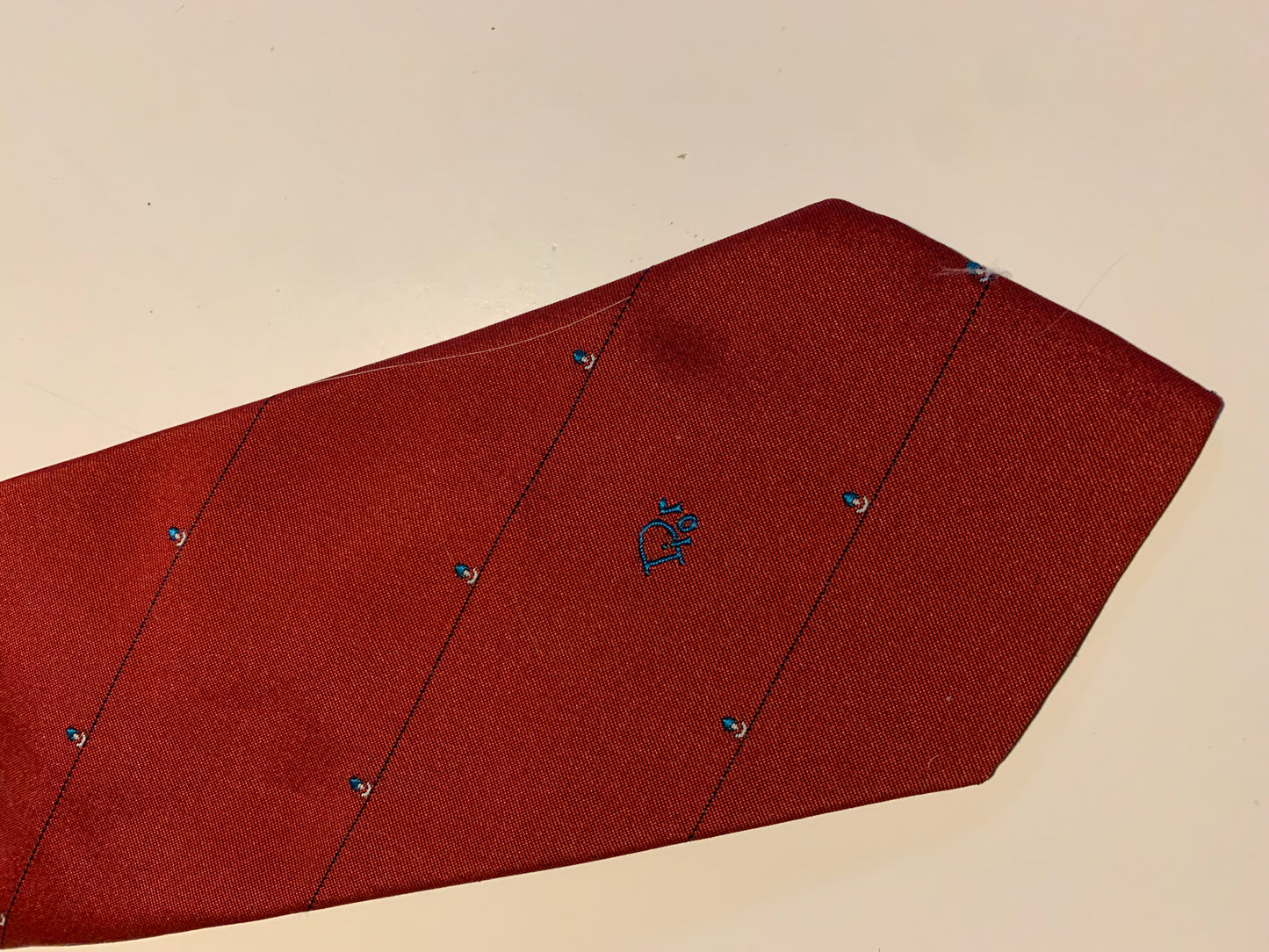 Brick Red and Blue Dior Signature Tie circa 1990s