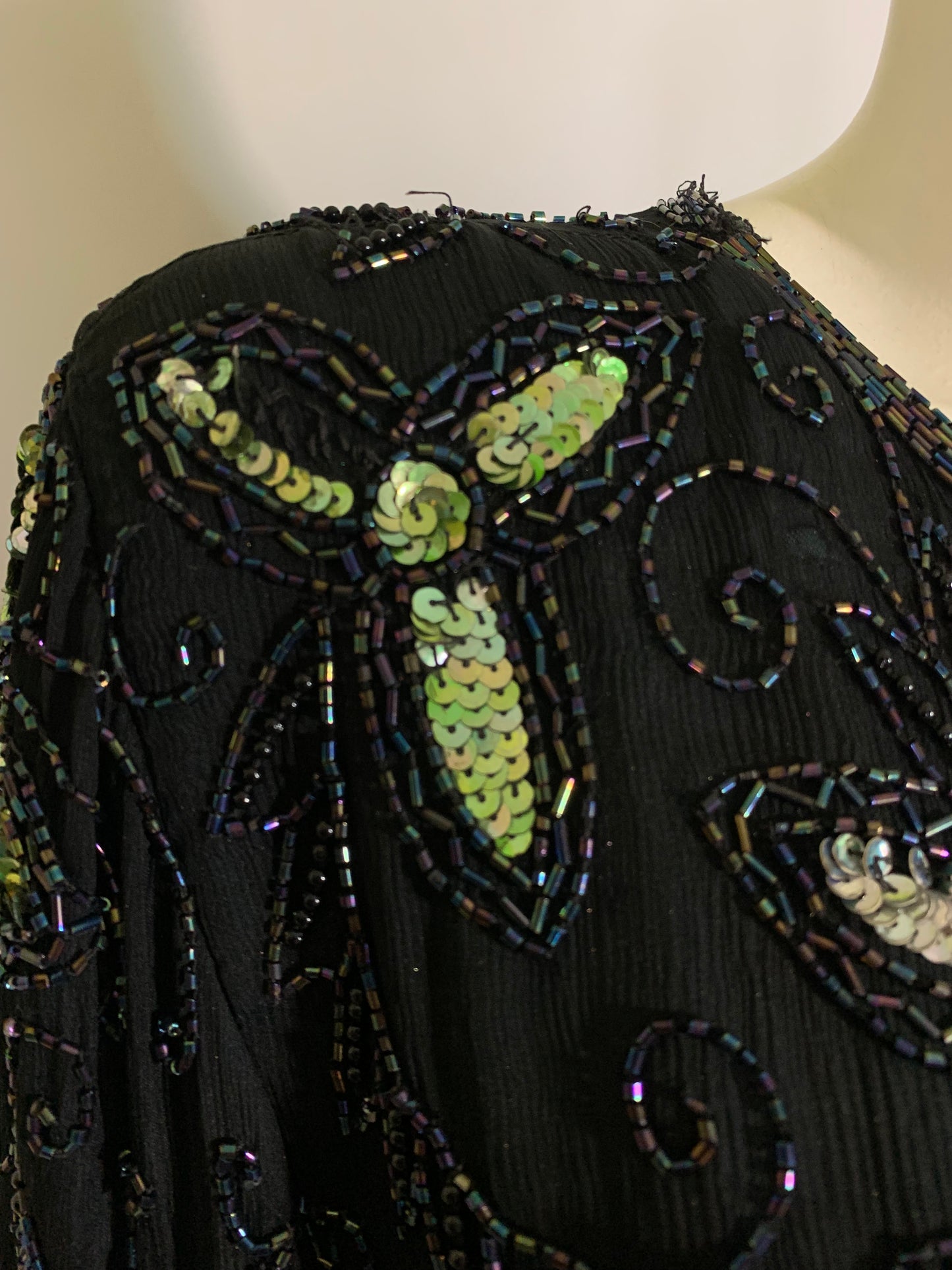 Midnight Blue Silk Beaded and Sequined Jacket Plus circa 1980s