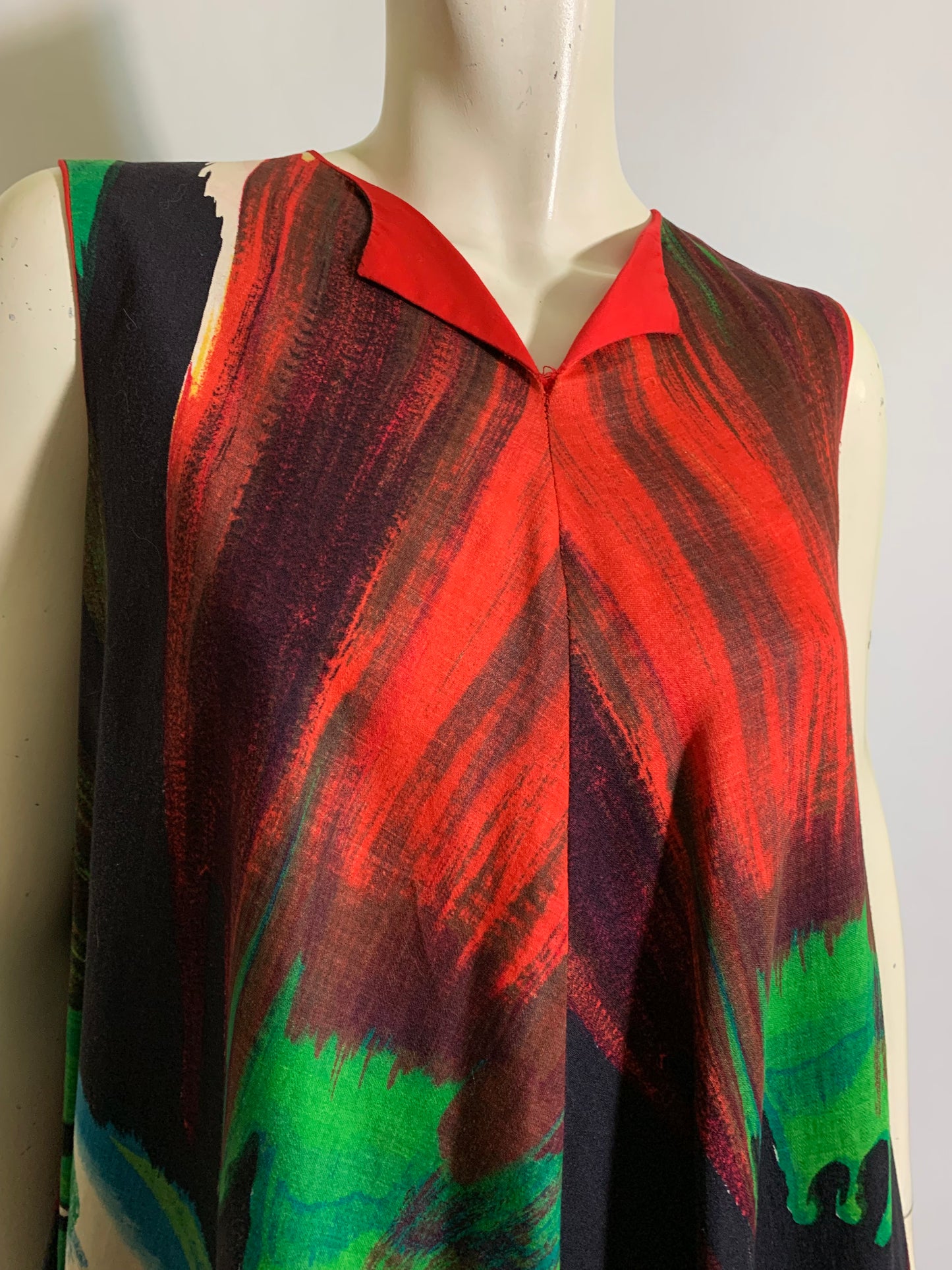 Dramatic Abstract Art Print A-Line Dress circa 1960s