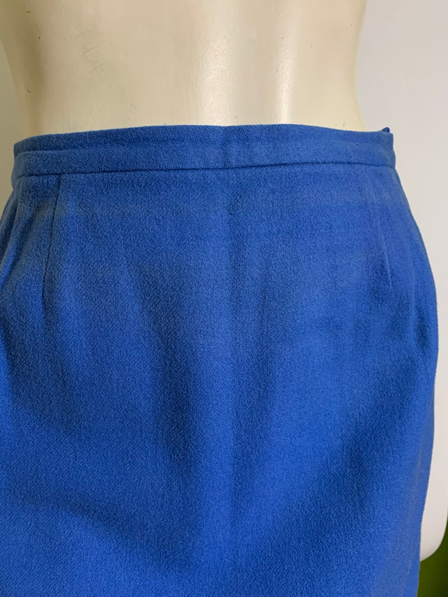 Cobalt Blue Wool Pencil Skirt circa 1960s