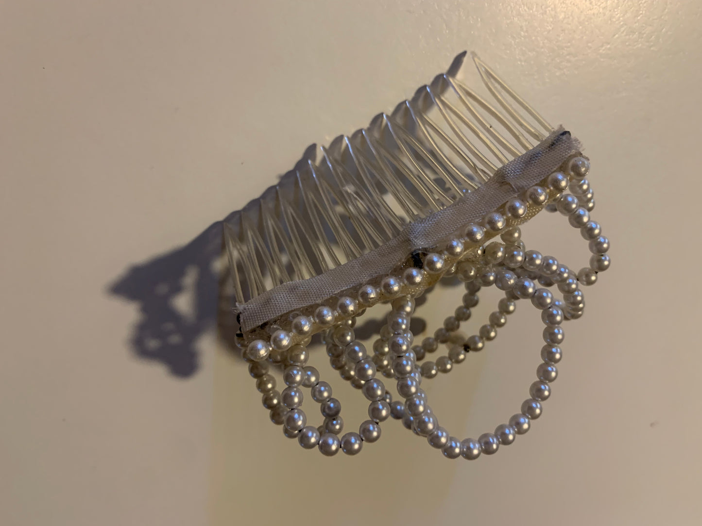 Bridal Hair Comb with Faux Pearls circa 1960s