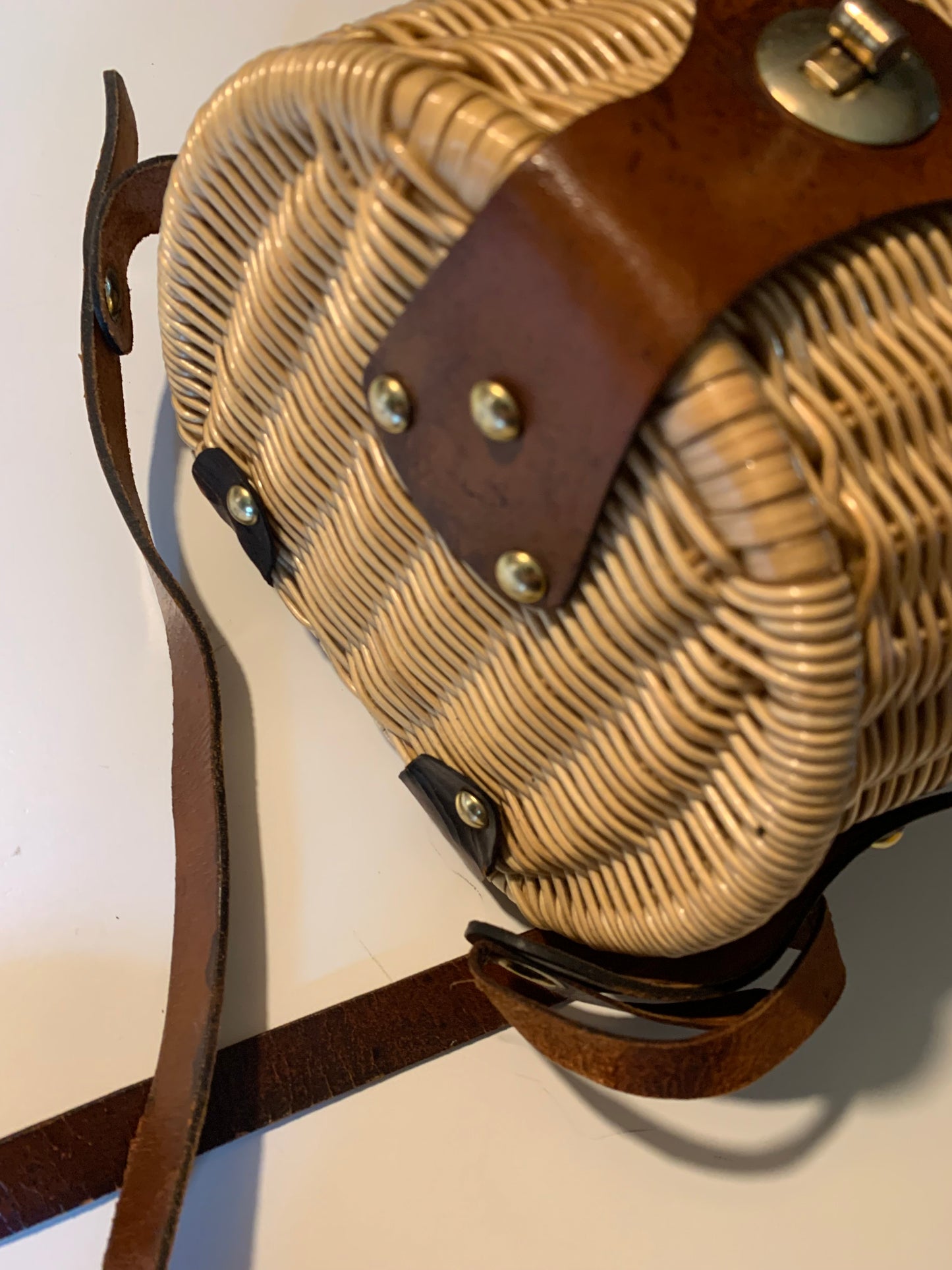 Fisherman's Basket Style Wicker Handbag circa 1960s