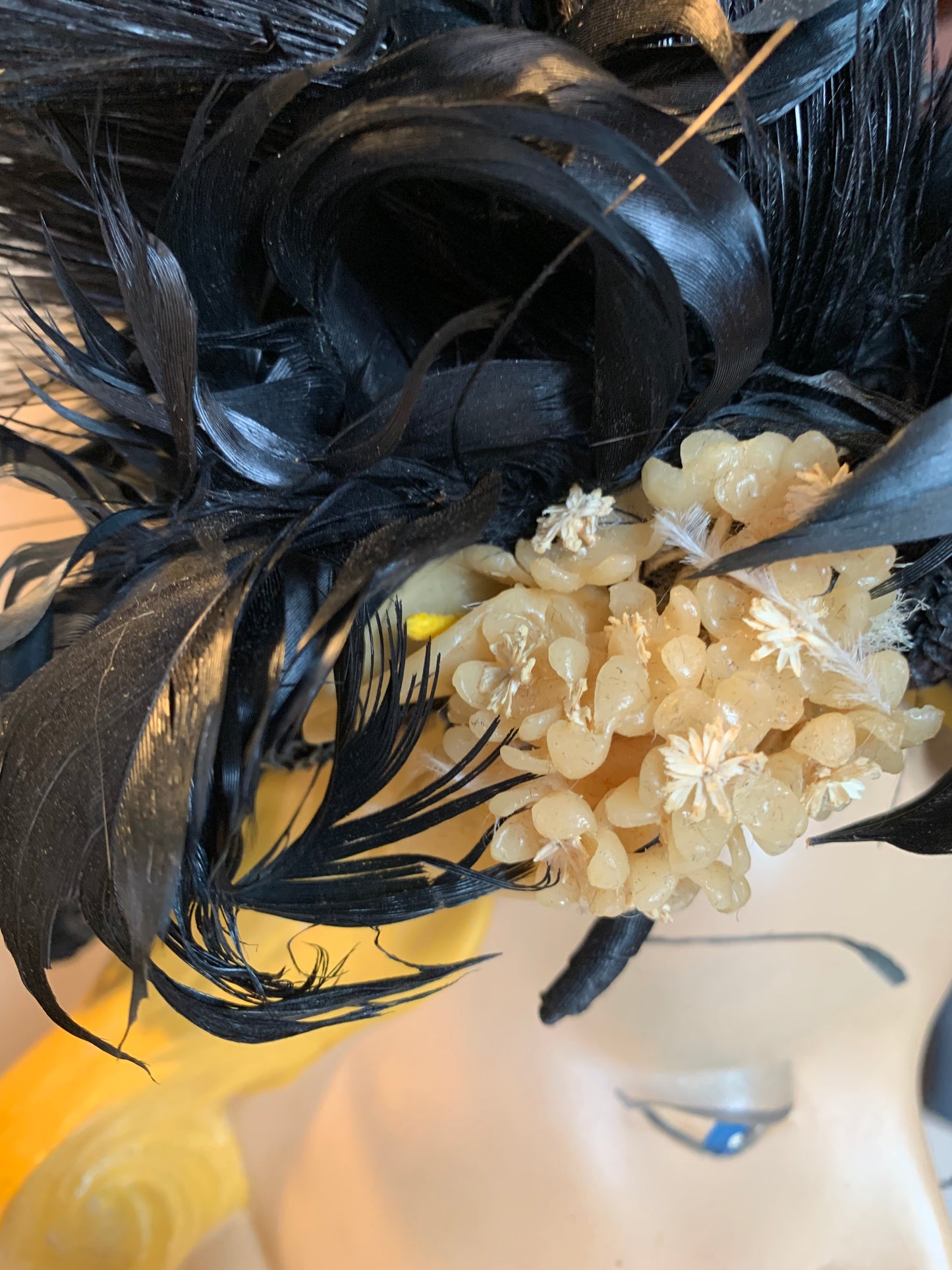 Murdered by Birds Reimagined Victorian Jet Beaded Crown with Feathers