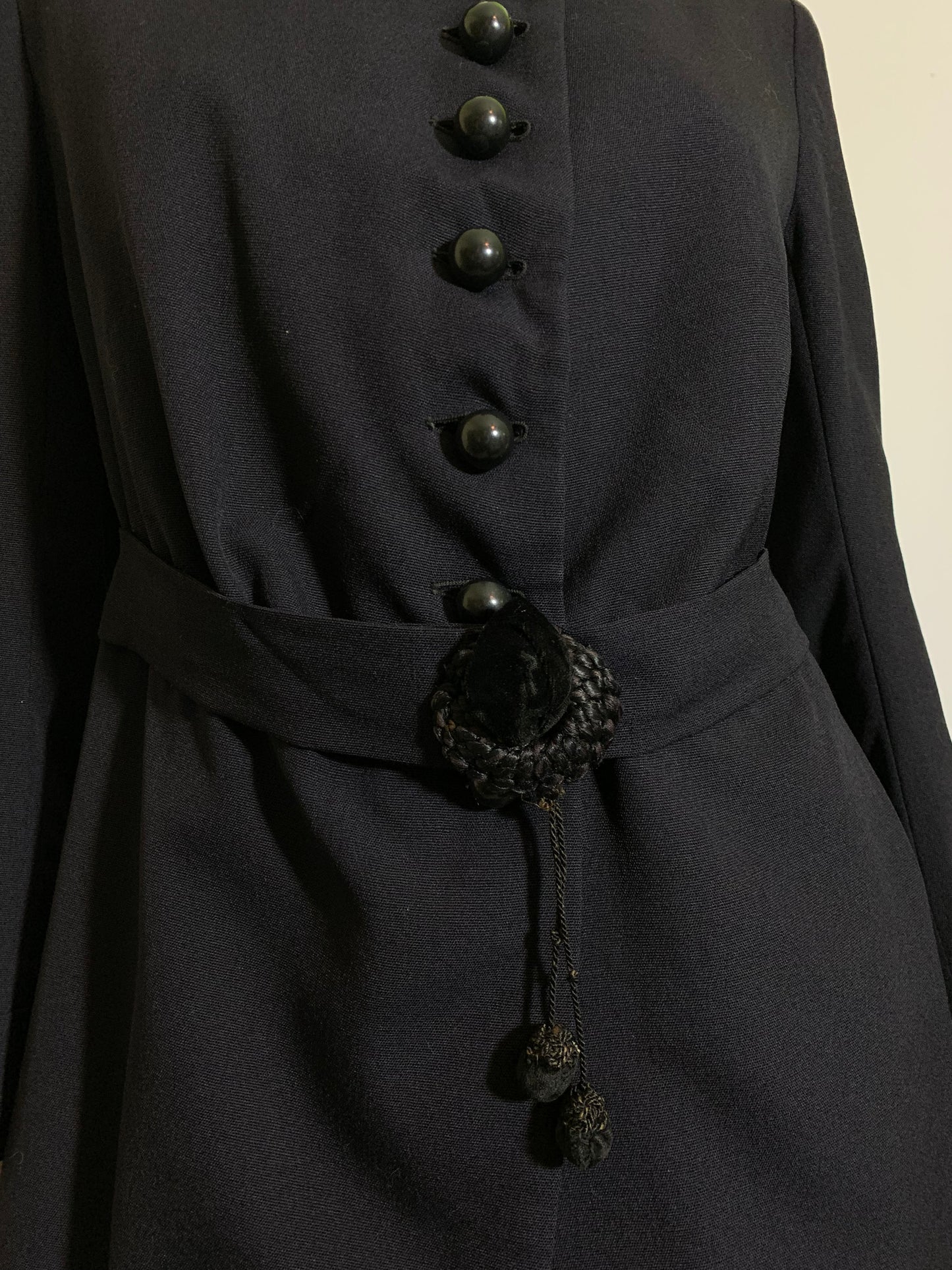 Votes for Women! Deep Blue Wool 2 Pc Walking Suit Dress with Velvet and Silk Accents circa 1910s