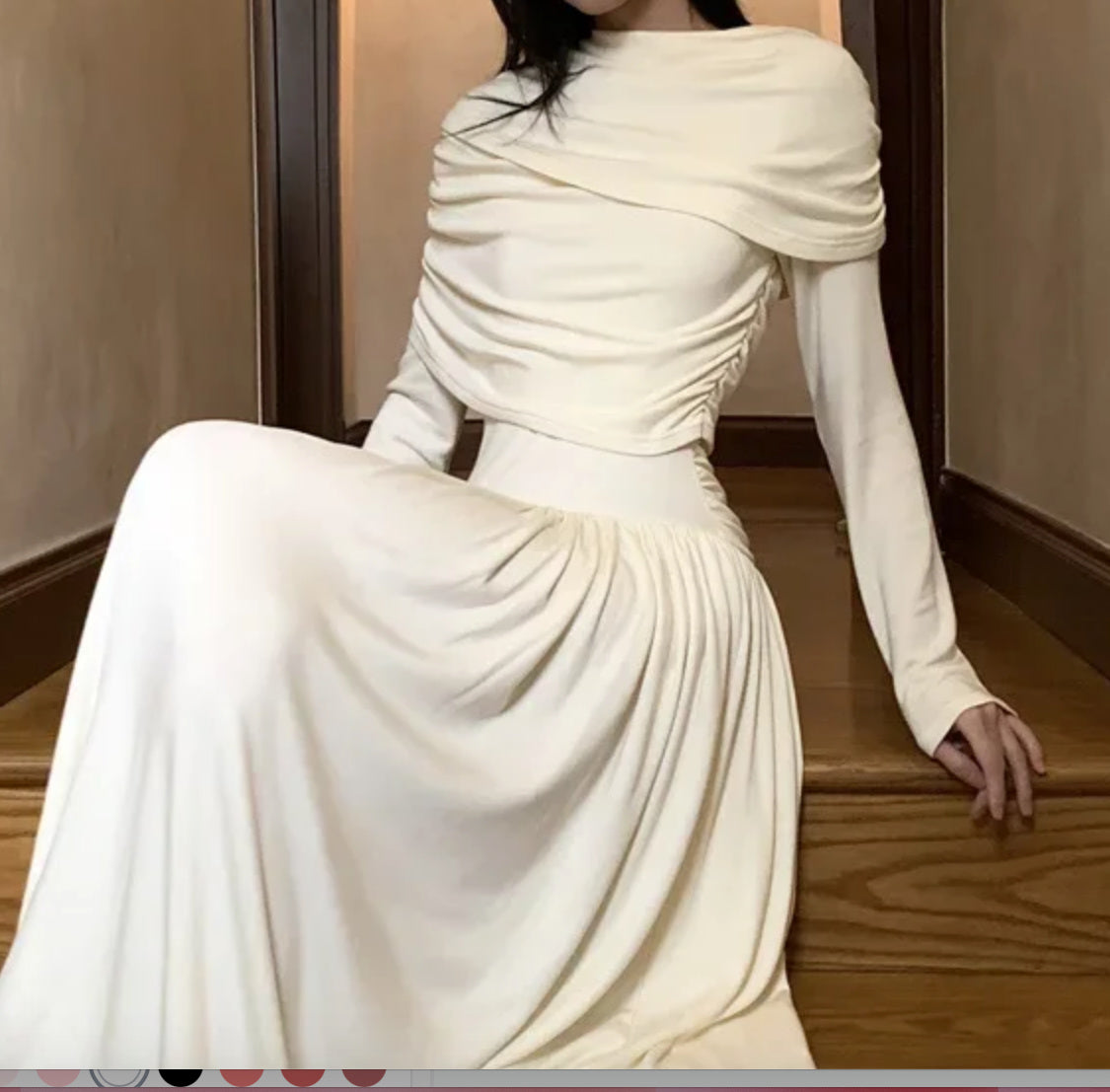 Faith- the White Jersey Ruched Shoulder Evening Gown