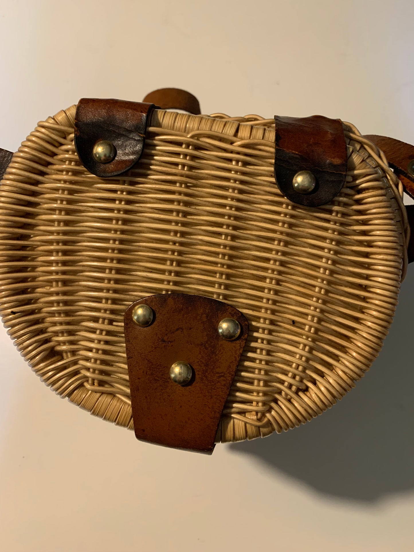 Fisherman's Basket Style Wicker Handbag circa 1960s