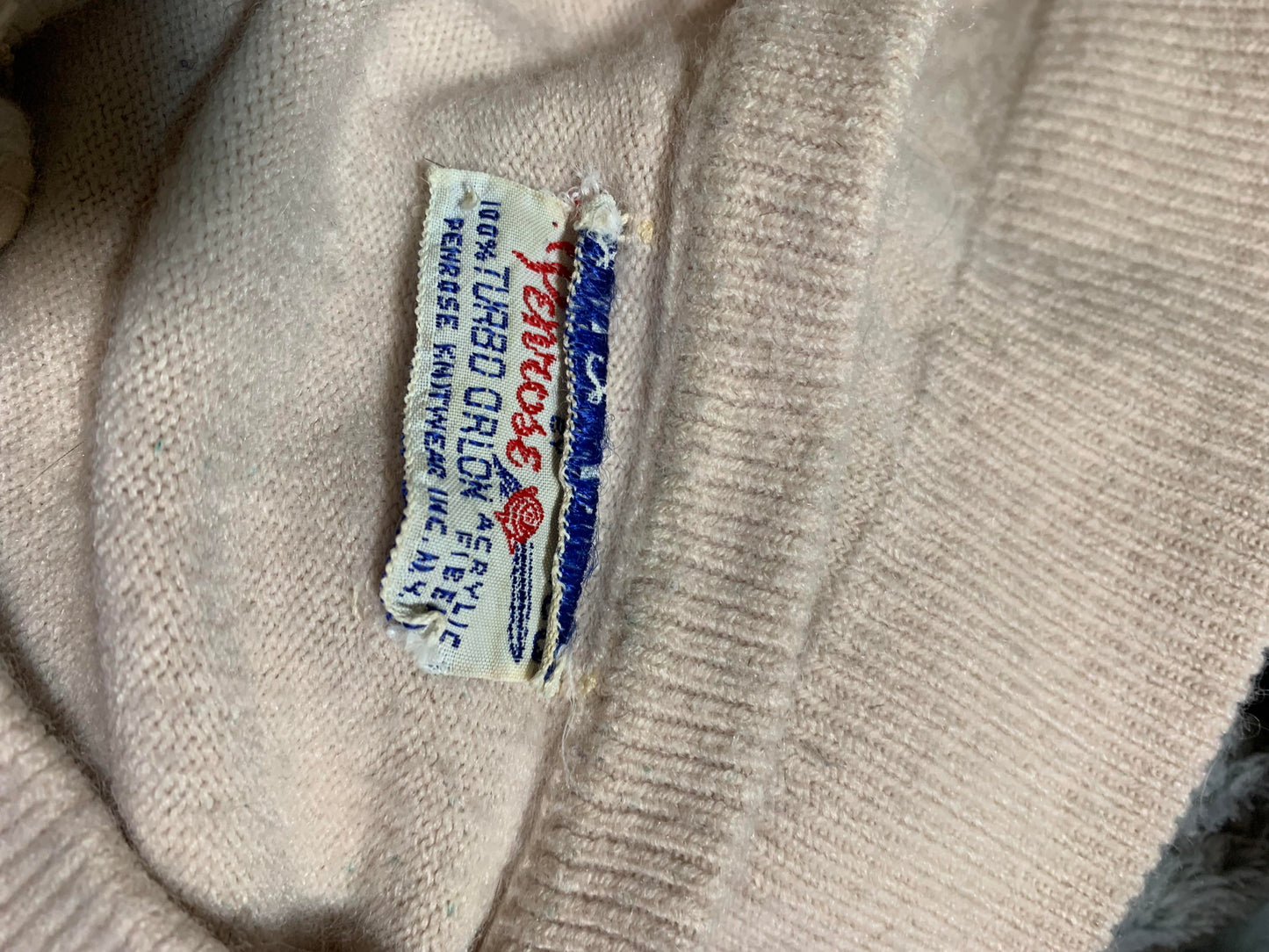 Beaded Oyster Orlon Button Down Cardigan Sweater circa 1950s