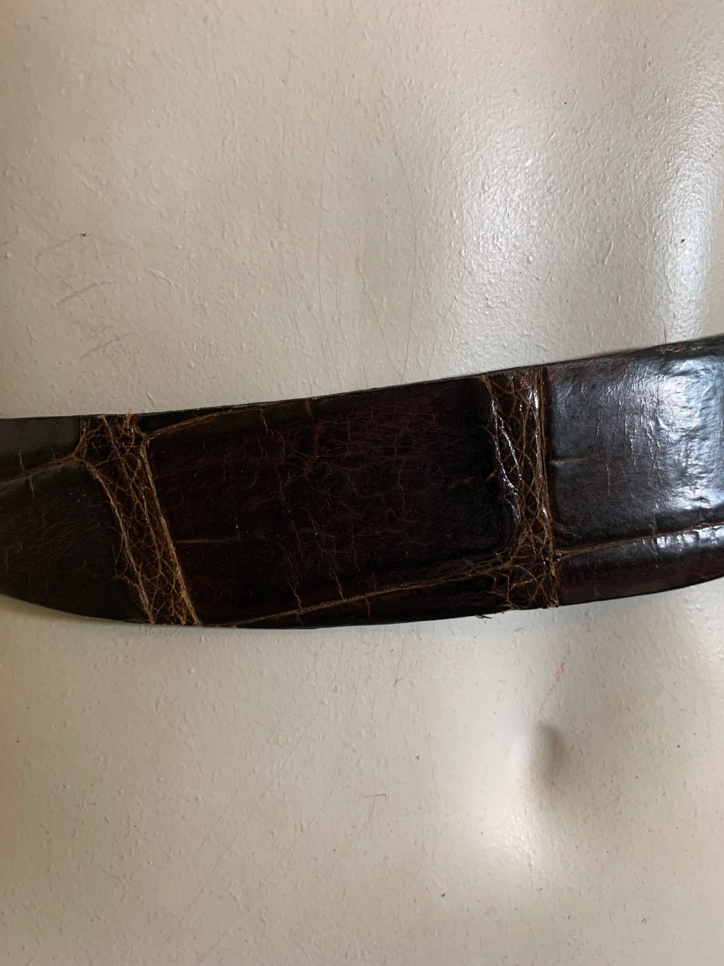 Genuine Alligator Waist Cinching Cognac Brown Belt with Back Closure circa 1950s