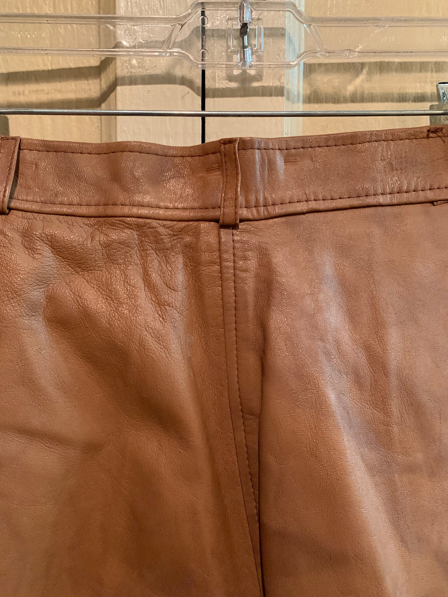 Caramel and Cocoa Brown Marbled Leather High Waist Pants circa 1980s