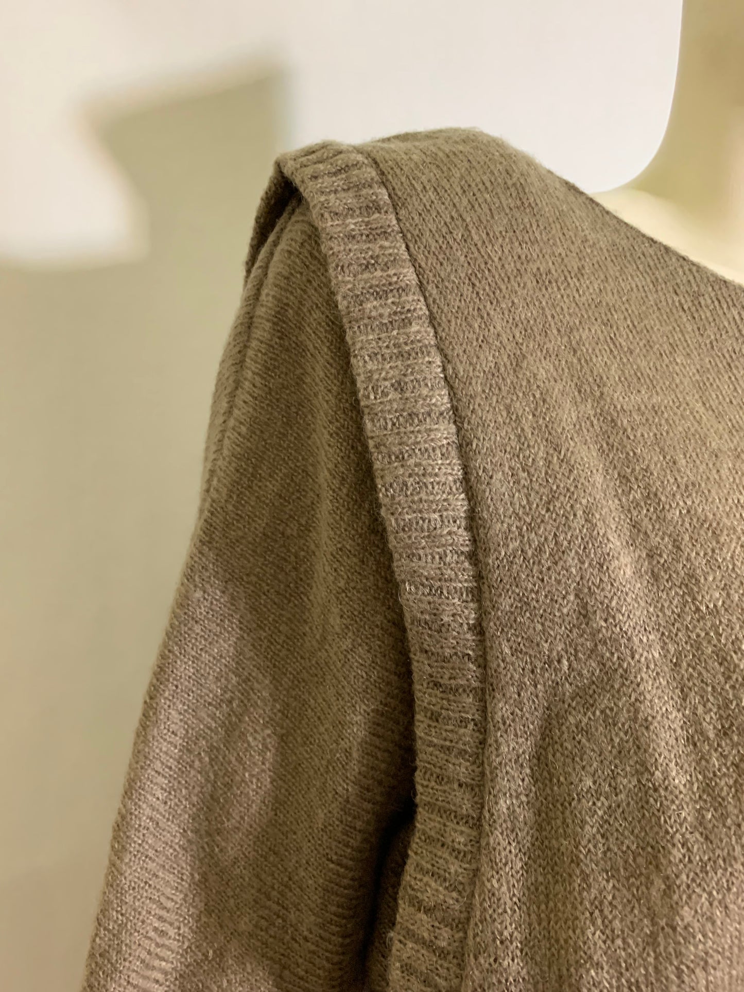 Heathered Oatmeal Knit Wool Sweater Dress circa 1980s