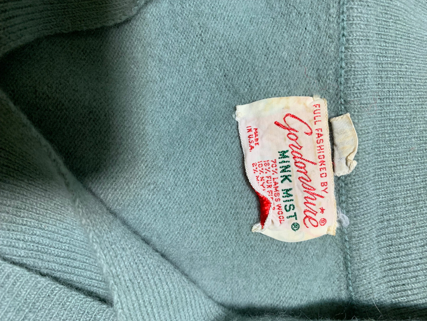 RESERVED Sage Green Orlon Sweater Notched Neckline circa 1960s