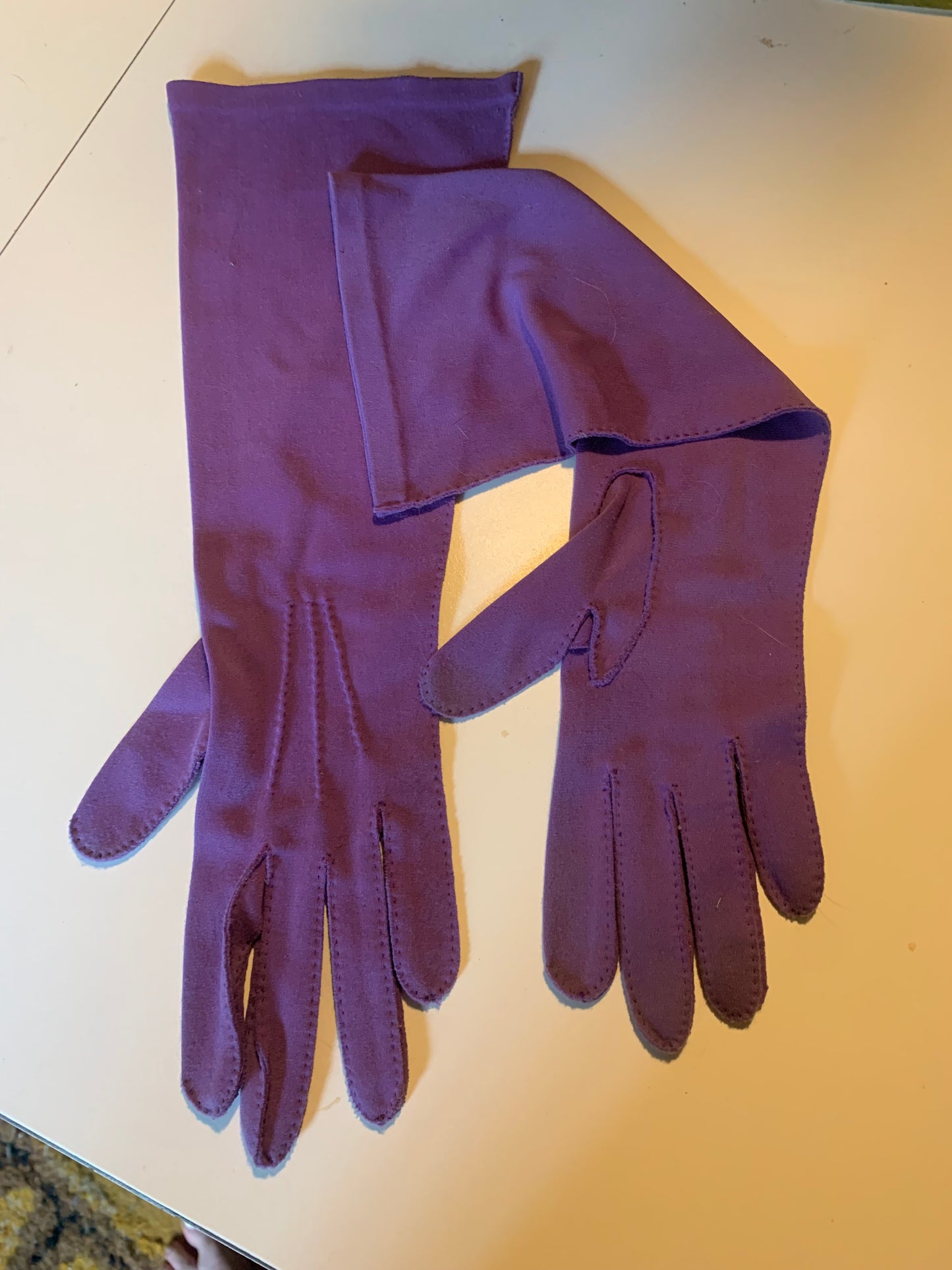 Violet Brushed Nylon Gloves circa 1960s