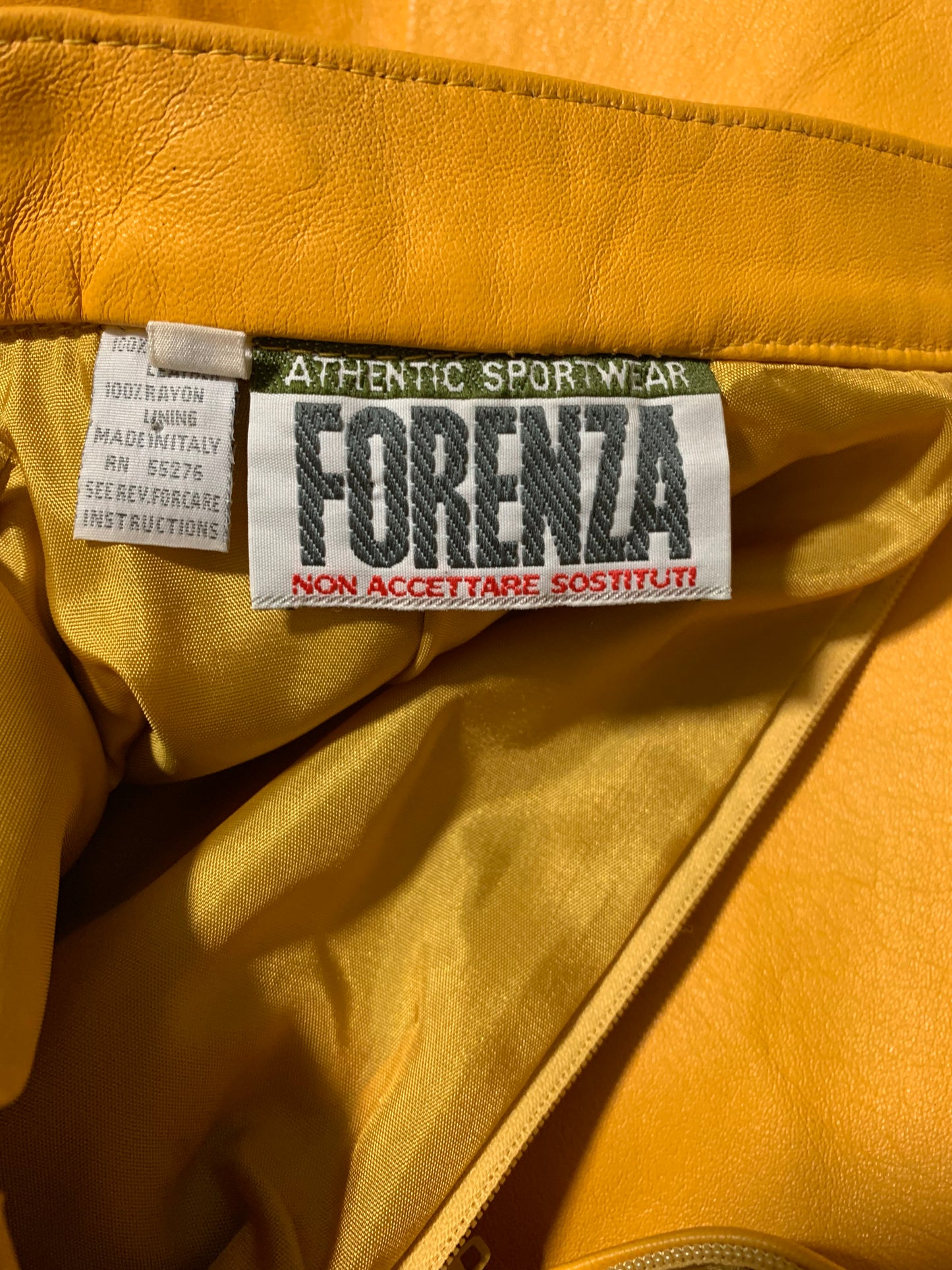 Butter Yellow Leather Pencil Skirt circa 1980s