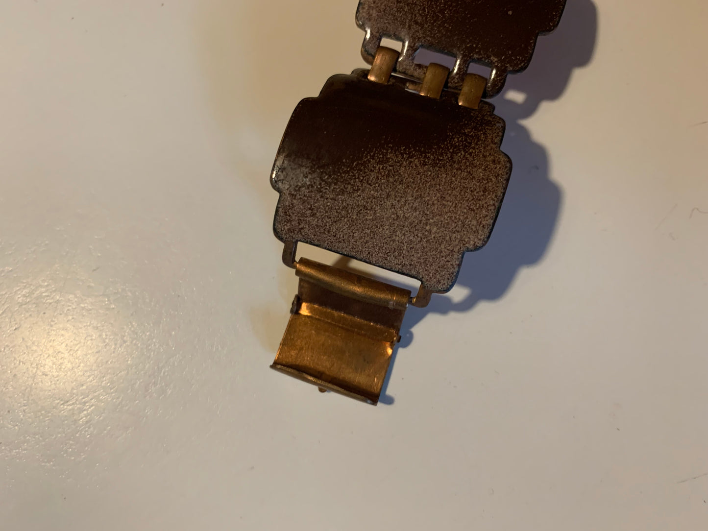 Ombré Coffee Brown Enameled Copper Link Bracelet circa 1940s