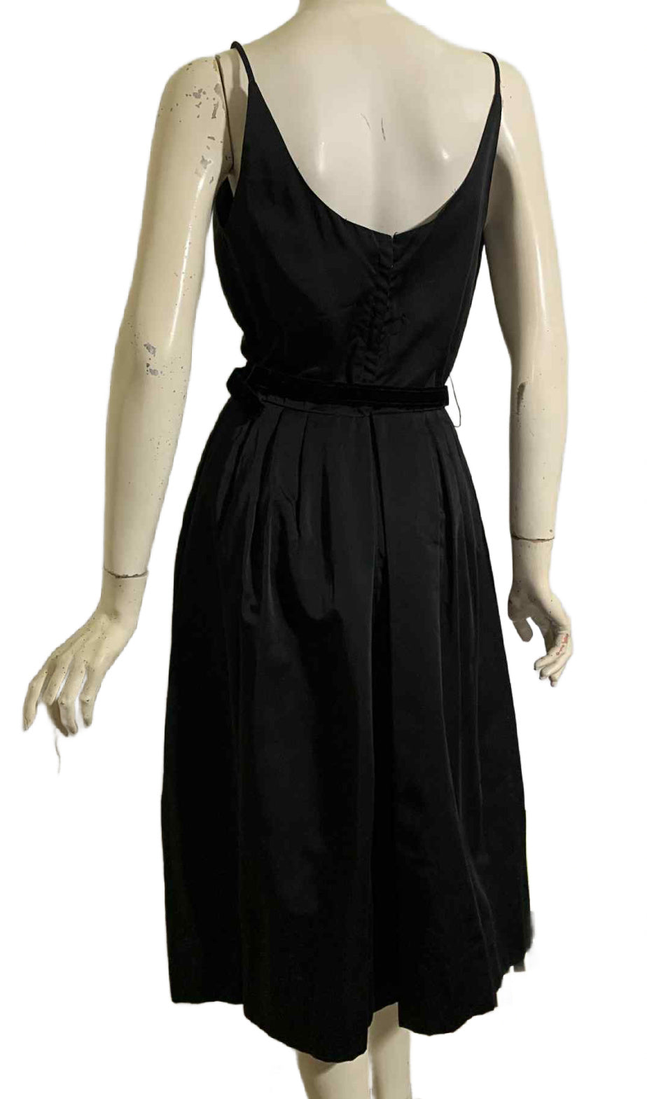 A Very Doris Day Classic Little Black Dress with Rose on Velvet Belt circa 1960s