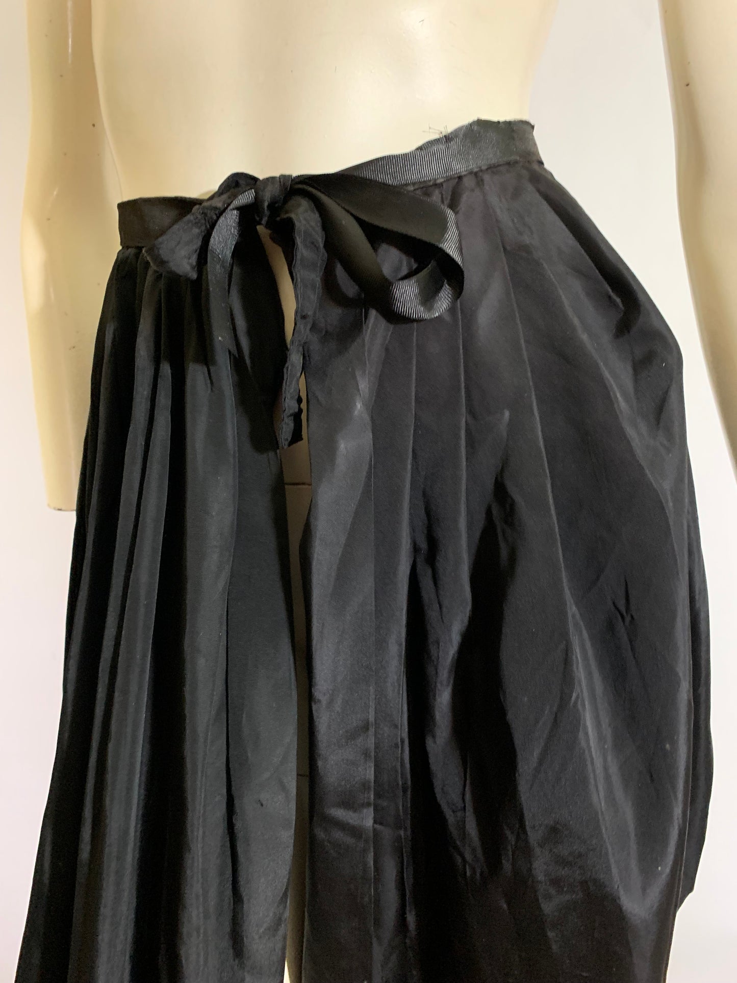 Black Weighted Silk Asymmetrical Overskirt Jet Beaded Tassels circa 1910s
