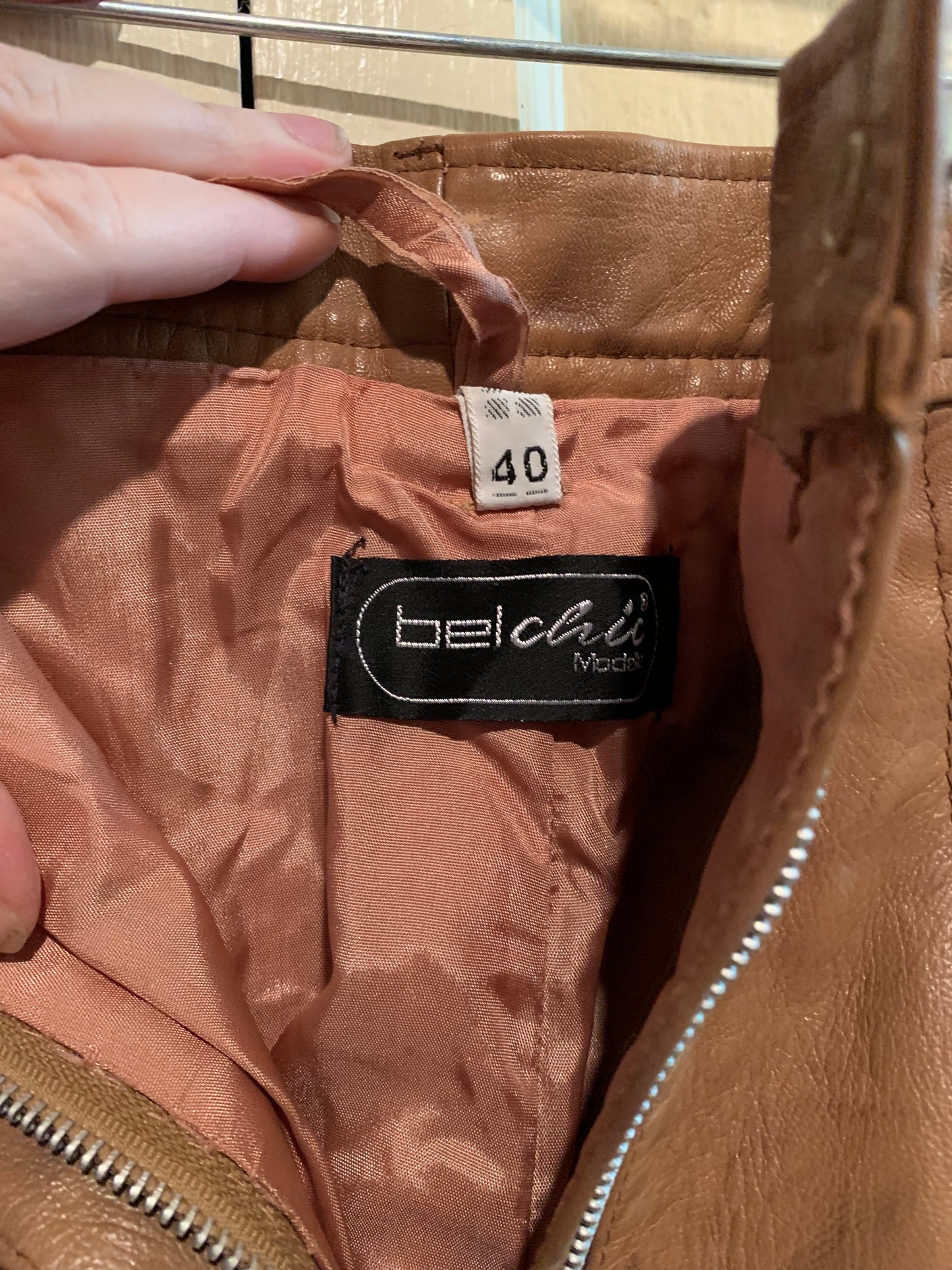 Caramel and Cocoa Brown Marbled Leather High Waist Pants circa 1980s