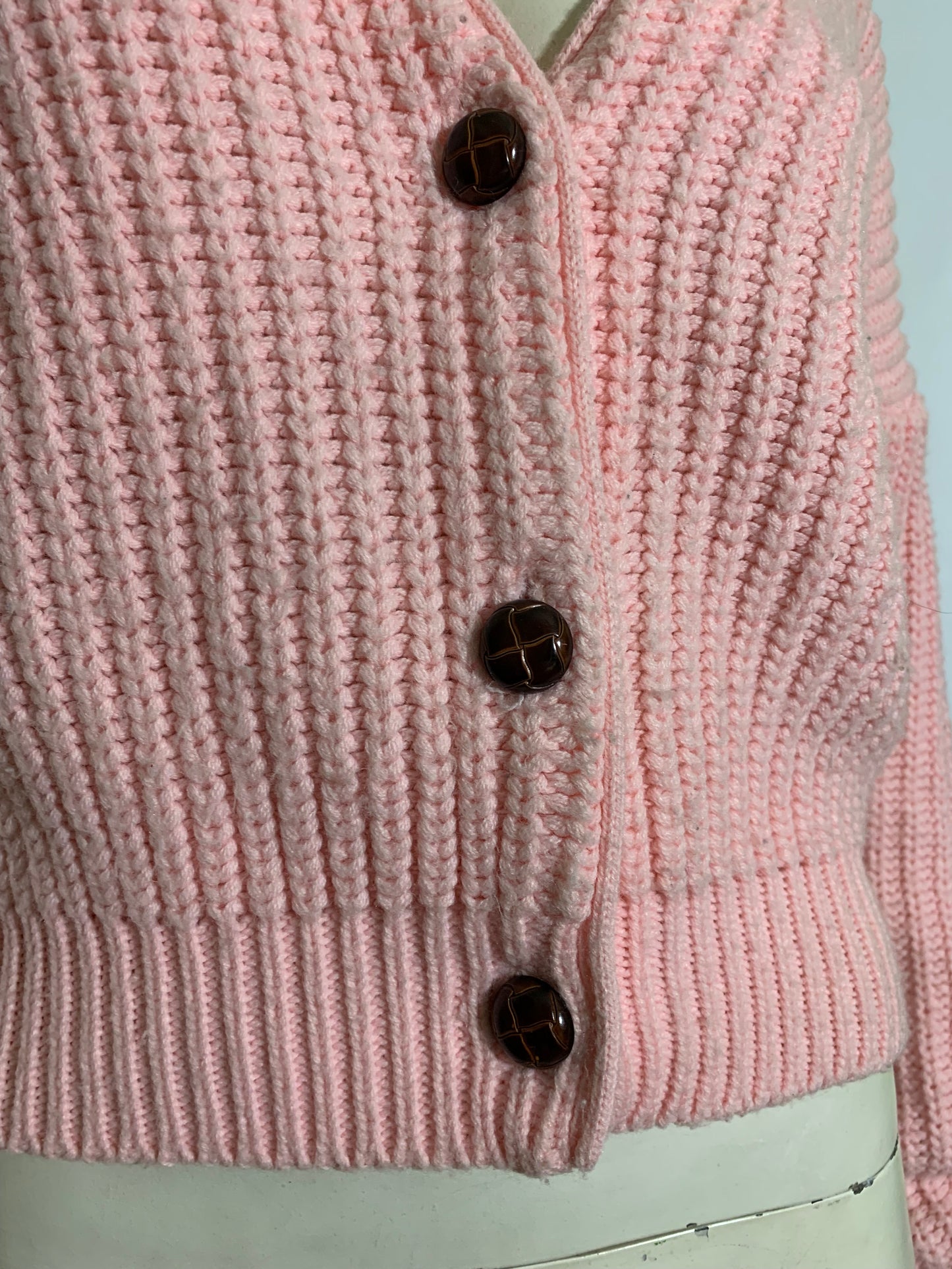 Candy Pink Classic Cardigan Sweater circa 1980s