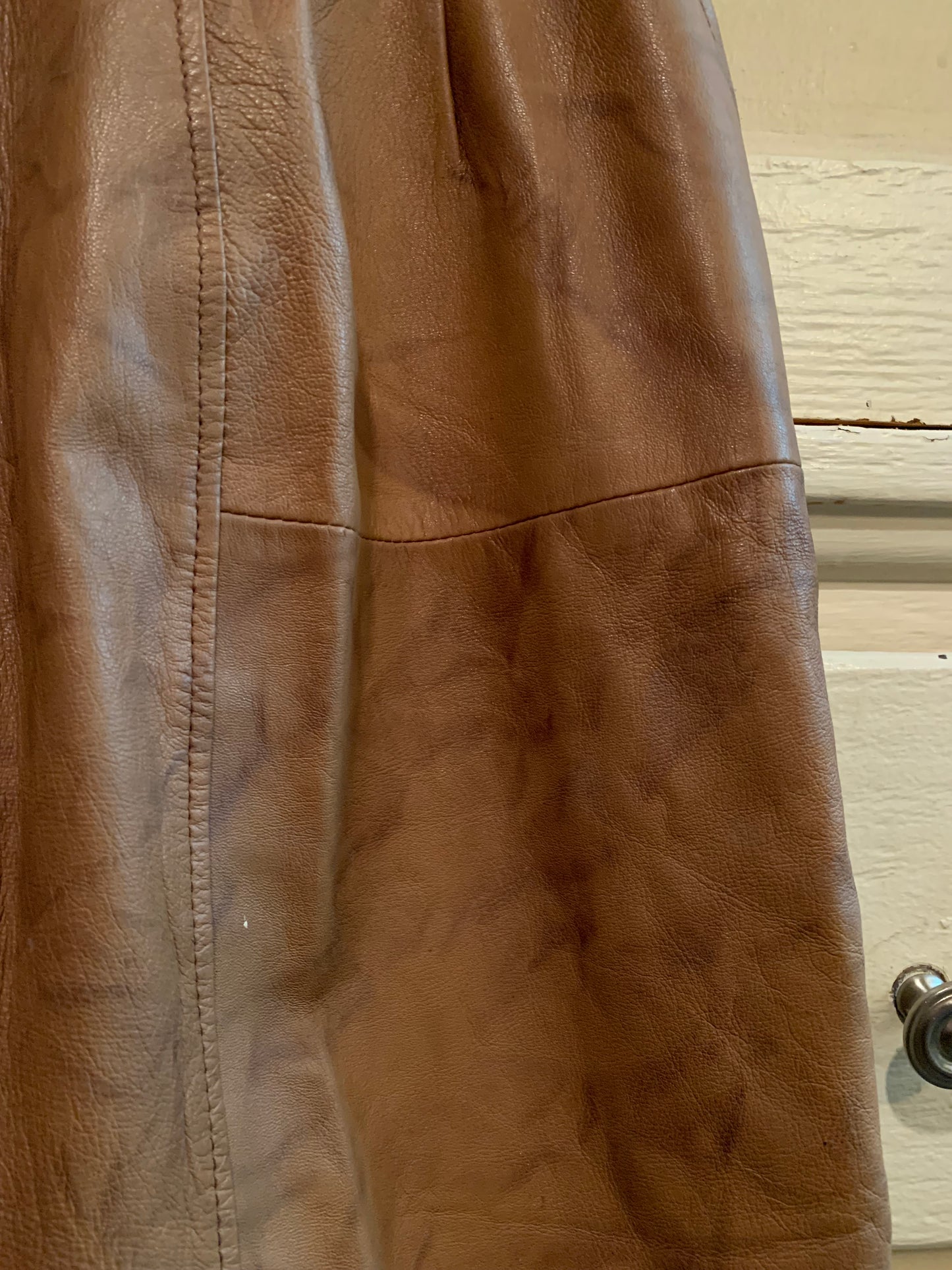 Caramel and Cocoa Brown Marbled Leather High Waist Pants circa 1980s