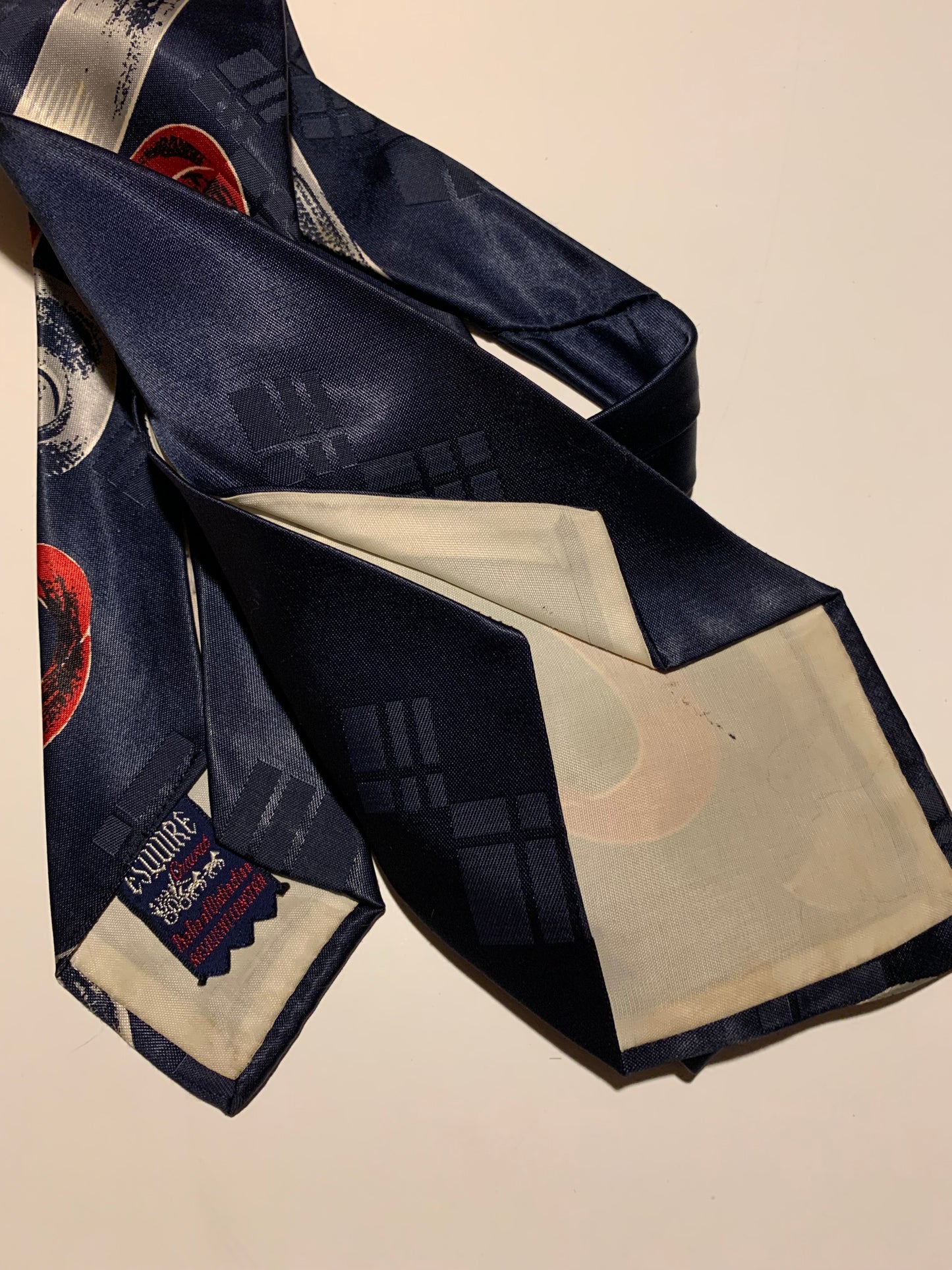 Blue & Burgundy Swirled Design Silk Men's Tie circa 1940s