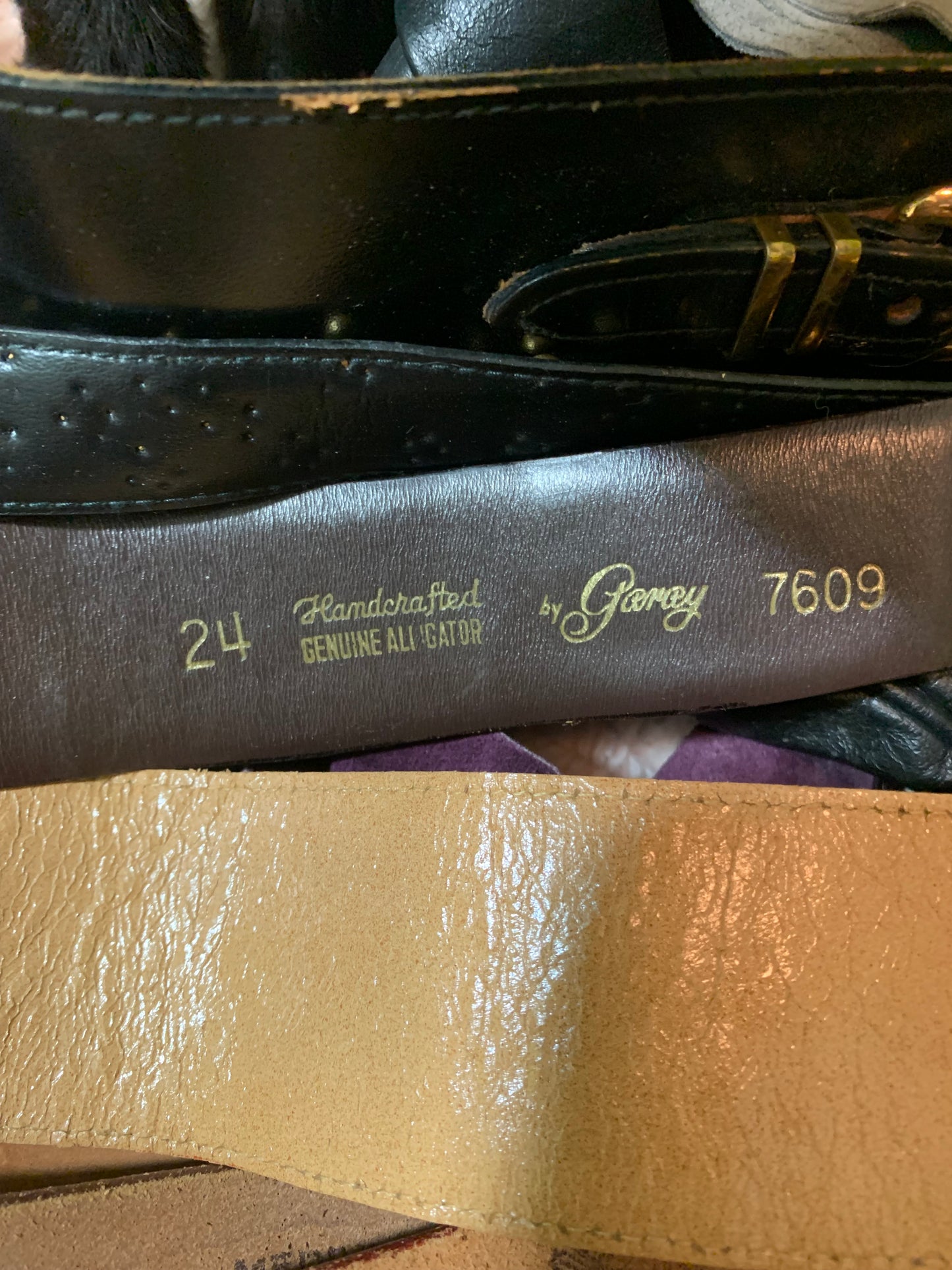 Genuine Alligator Waist Cinching Cognac Brown Belt with Back Closure circa 1950s