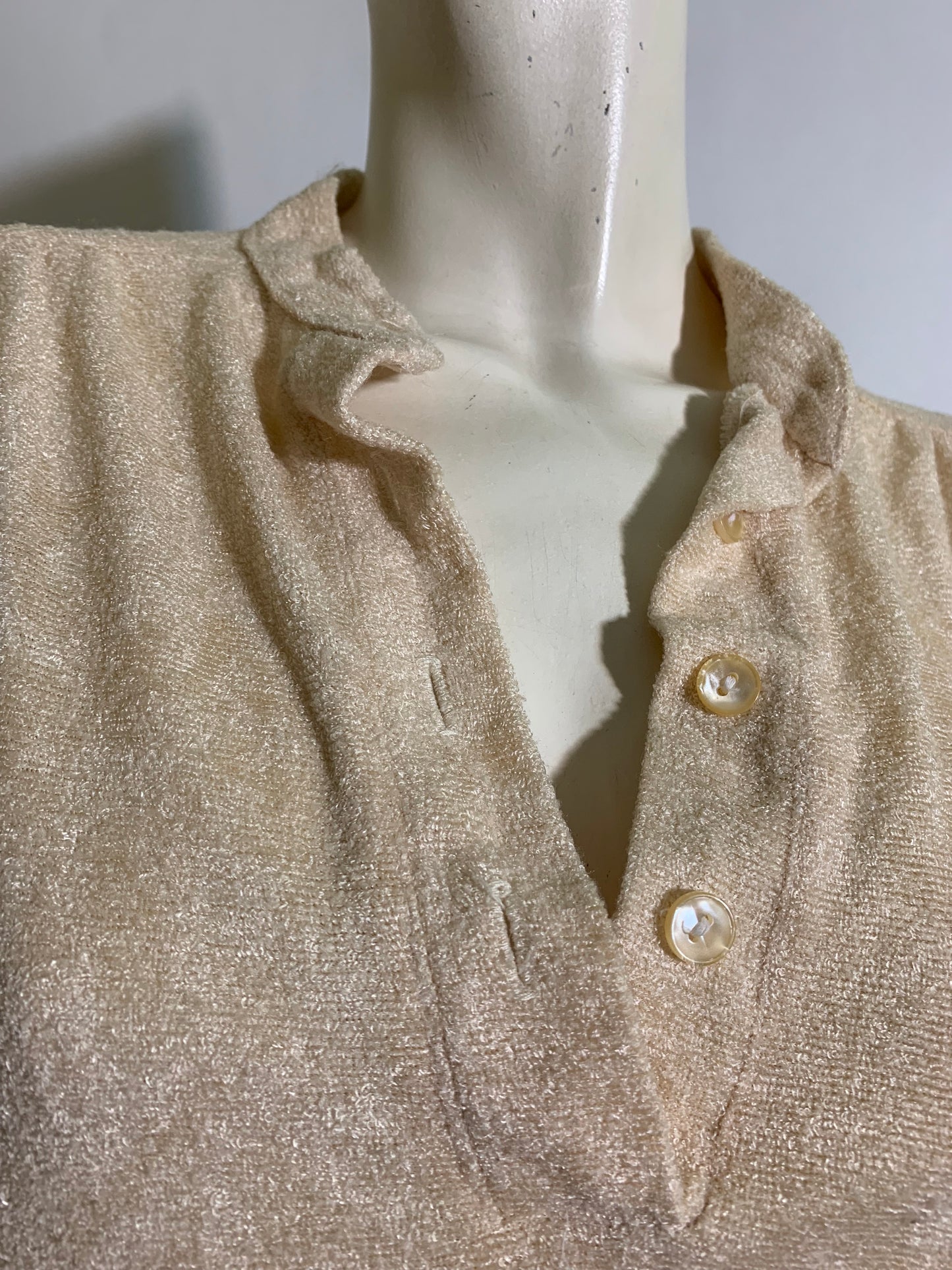 Butter Cream Terry Cloth Dress circa 1970s