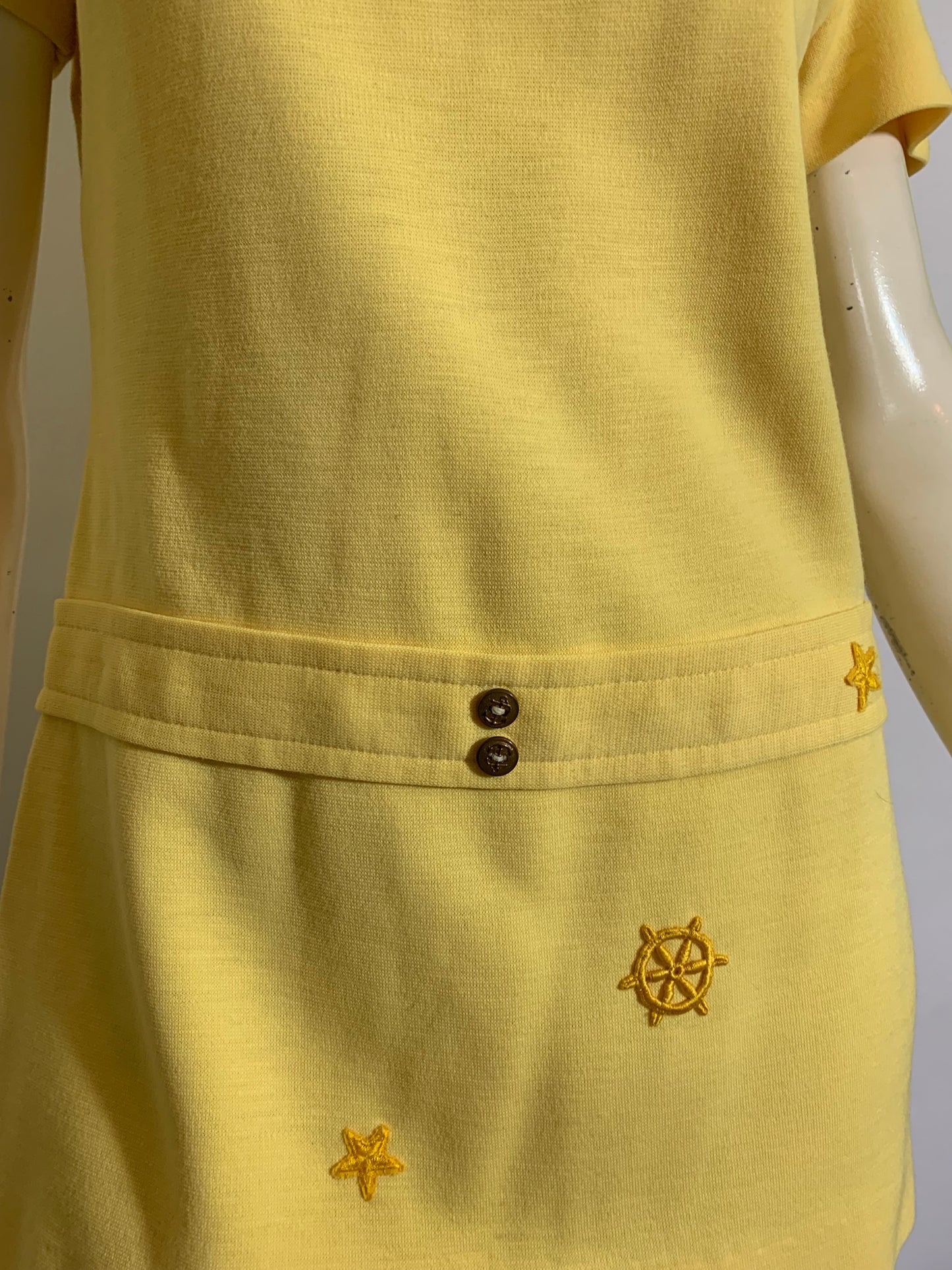 Nautical Themed Lemon Yellow Tunic Micro Mini Dress circa 1970s