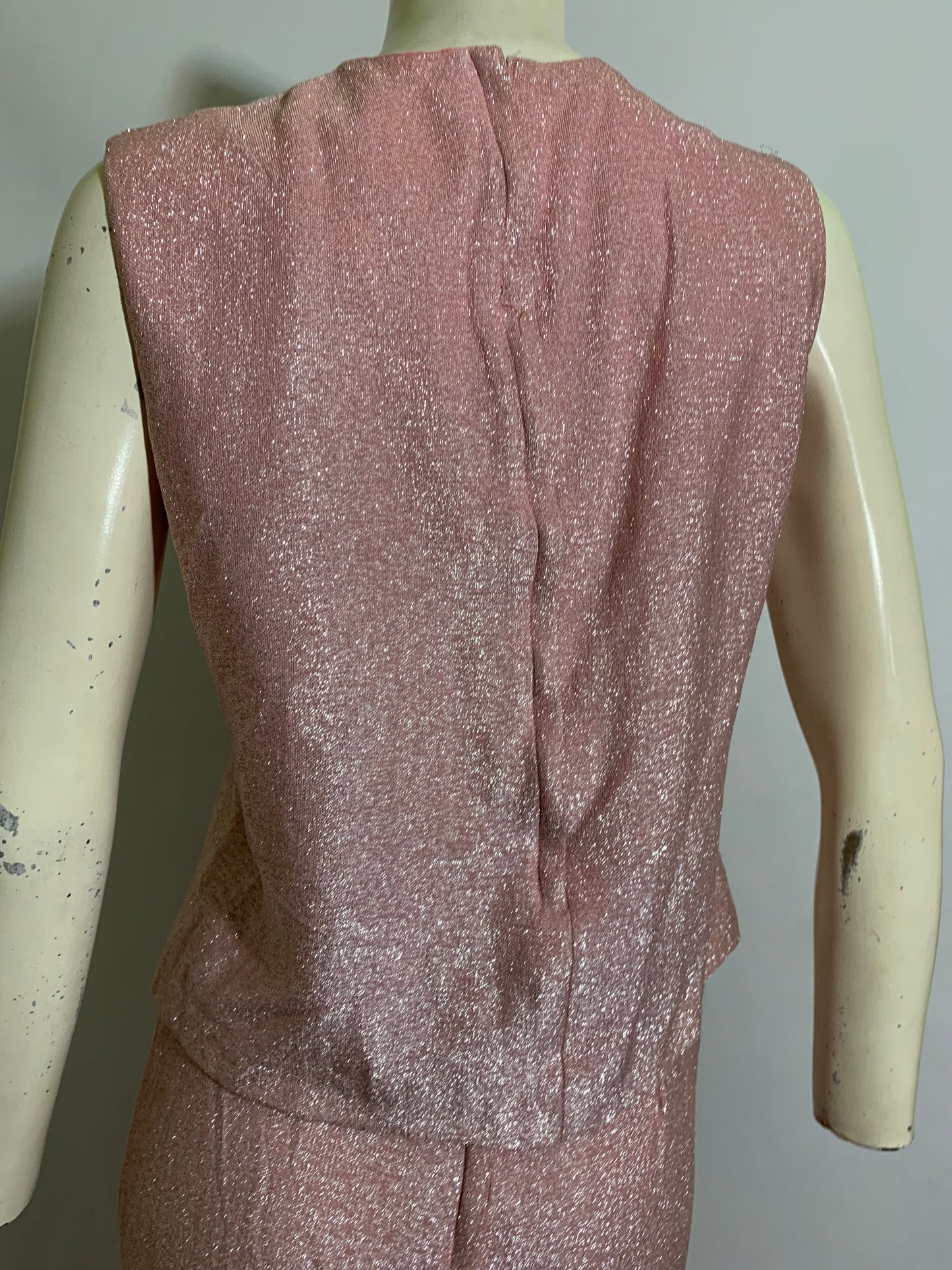 Pink Lurex! Two Piece Pink Lurex Boxy Top and Pedal Pusher Pants circa 1960s