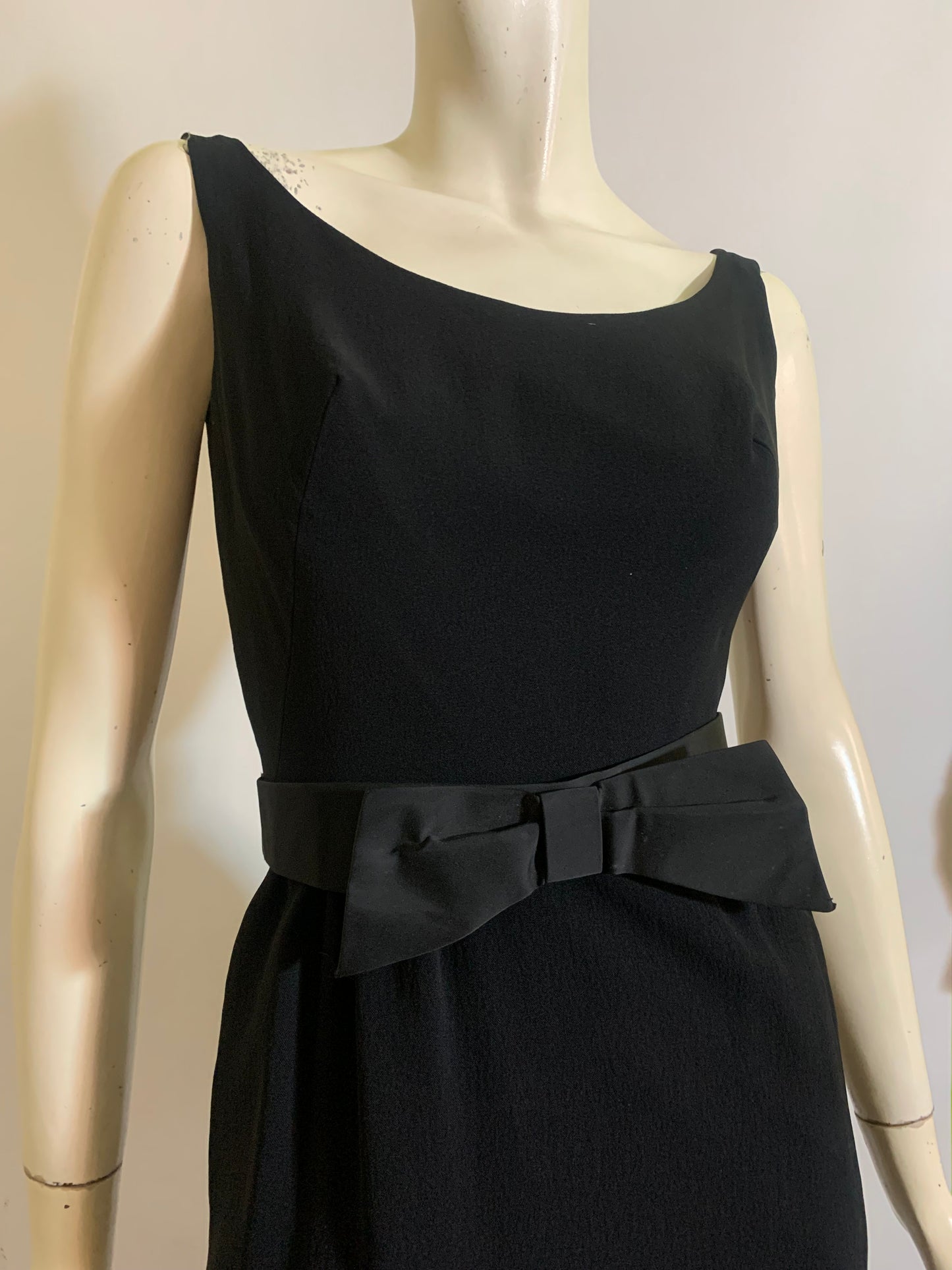 Audrey Hepburn-worthy Little Black Dress with Bow Belt and Low Back circa 1960s
