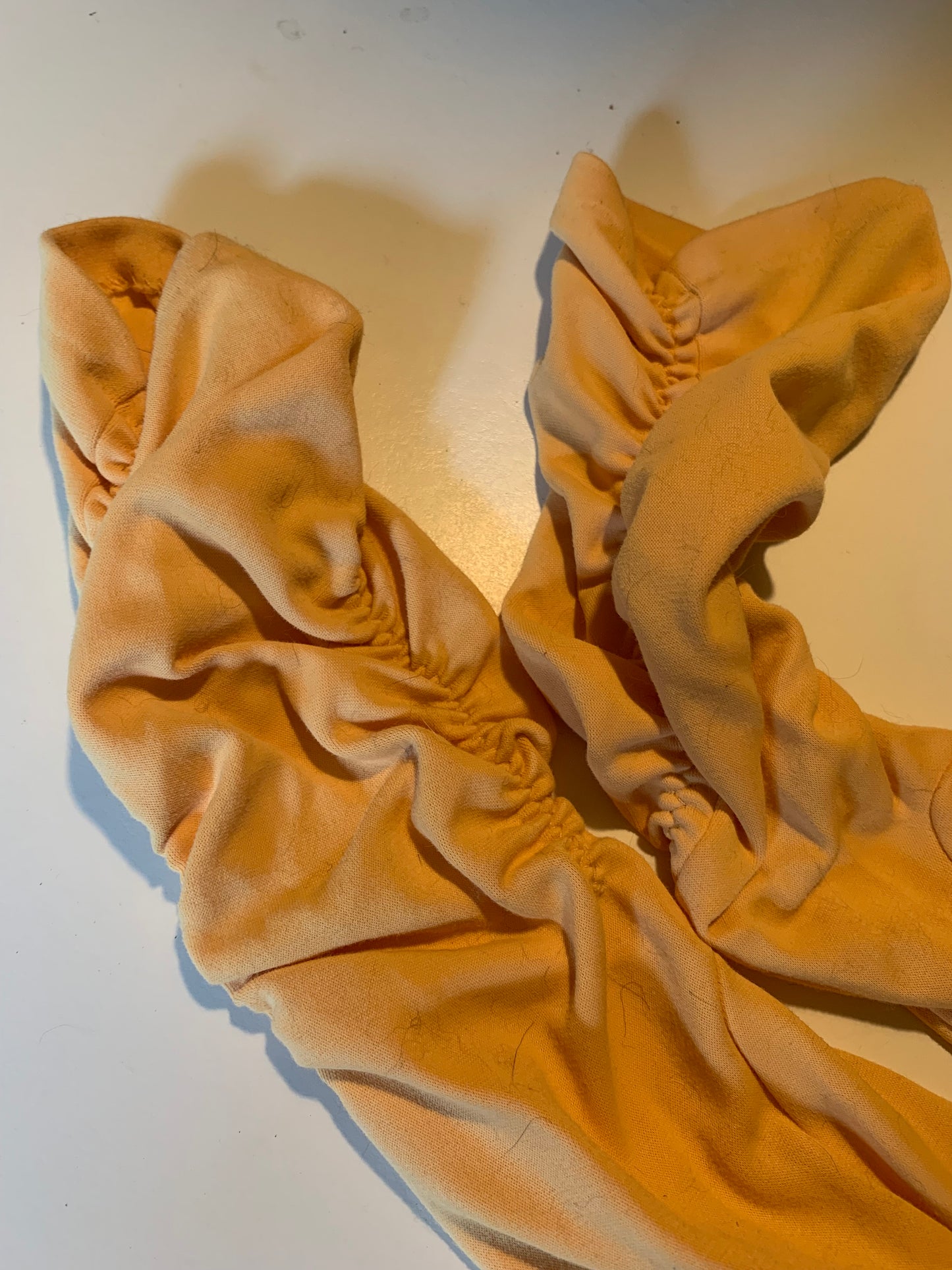 Soft Melon Colored Nylon Gloves circa 1960s