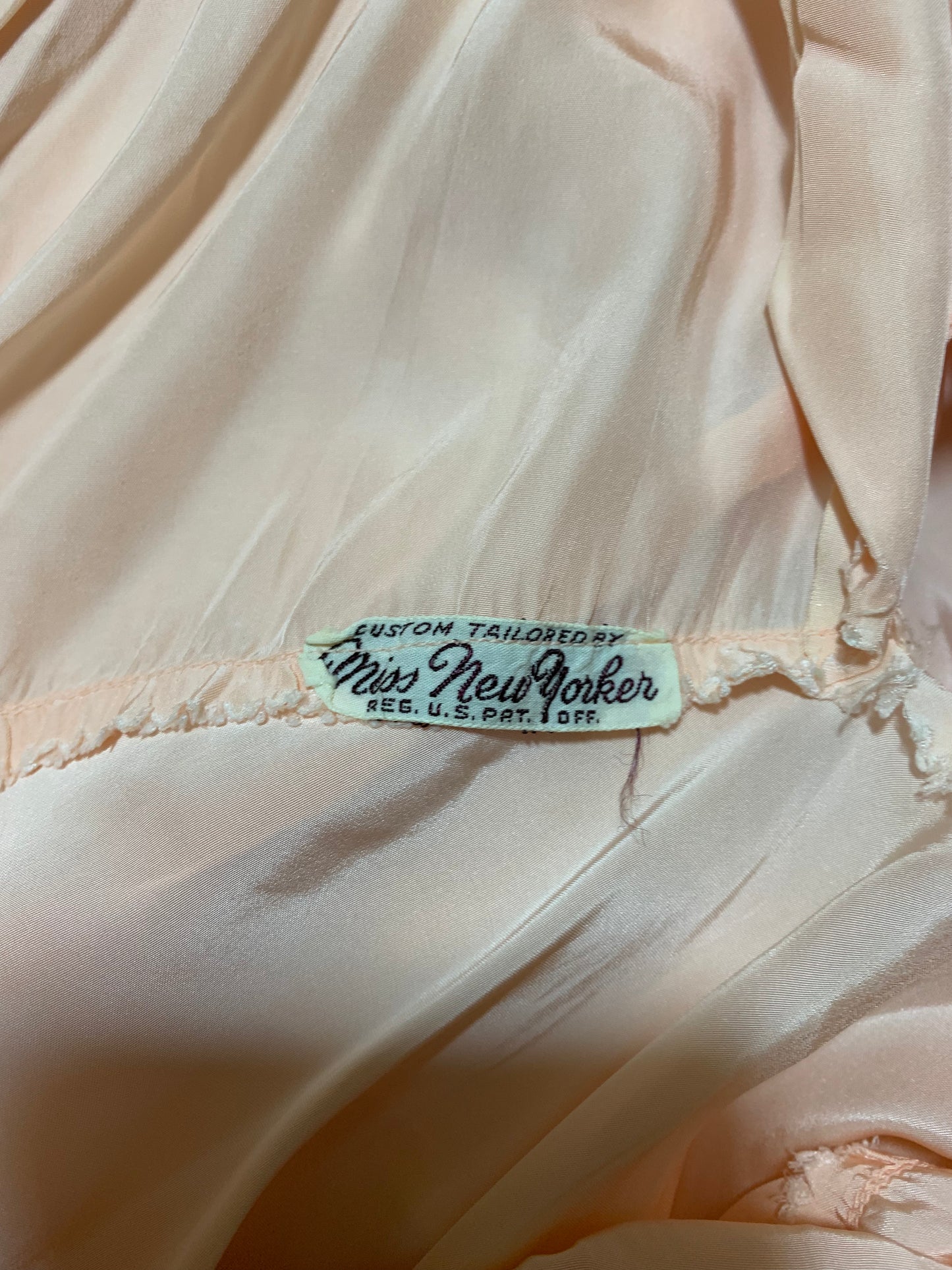 Peach Silk Bow Trimmed Bias Cut Nightgown circa 1930s