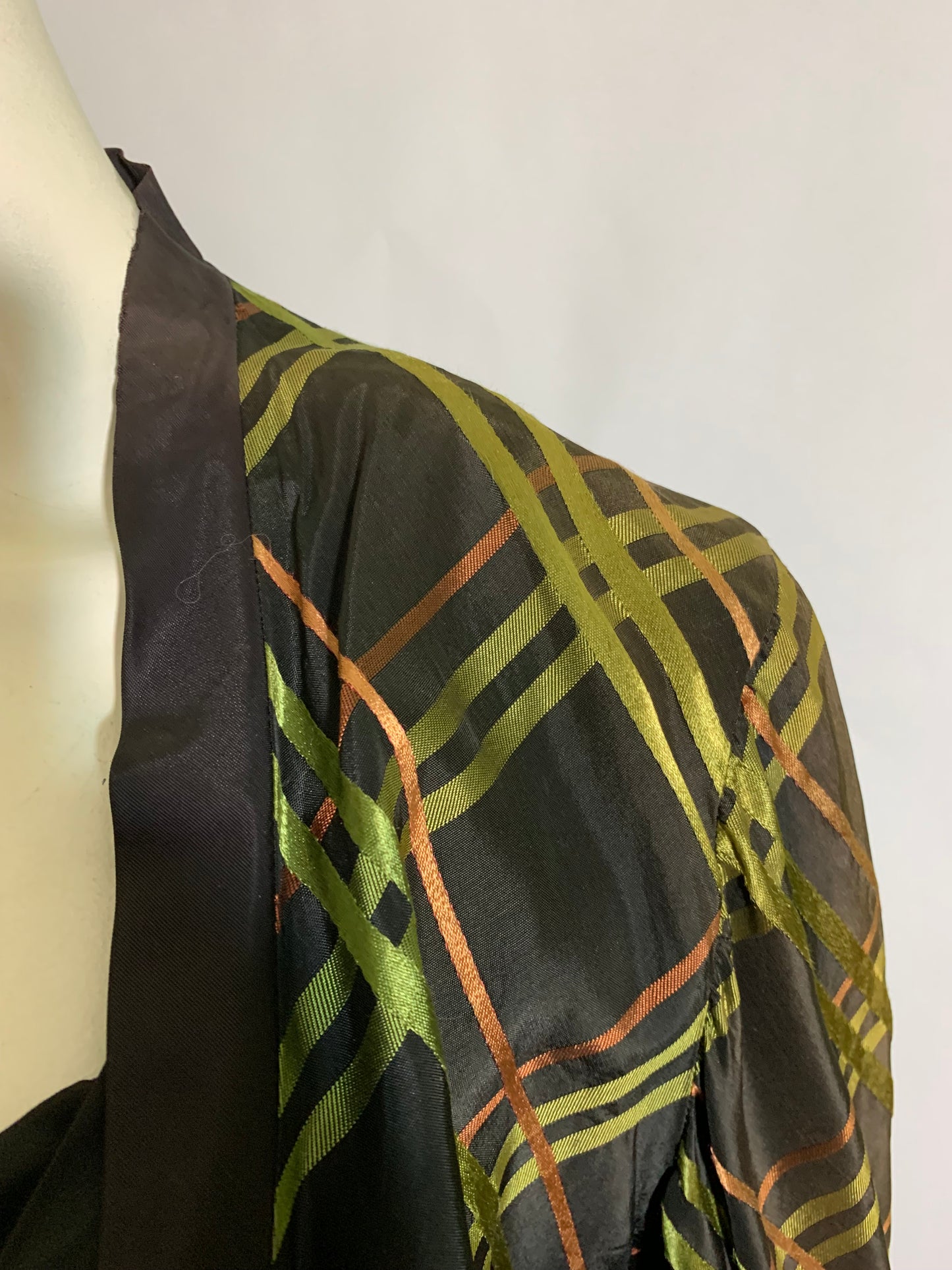 Green, Red and Black Plaid Taffeta Dress with Bolero Jacket circa 1940s