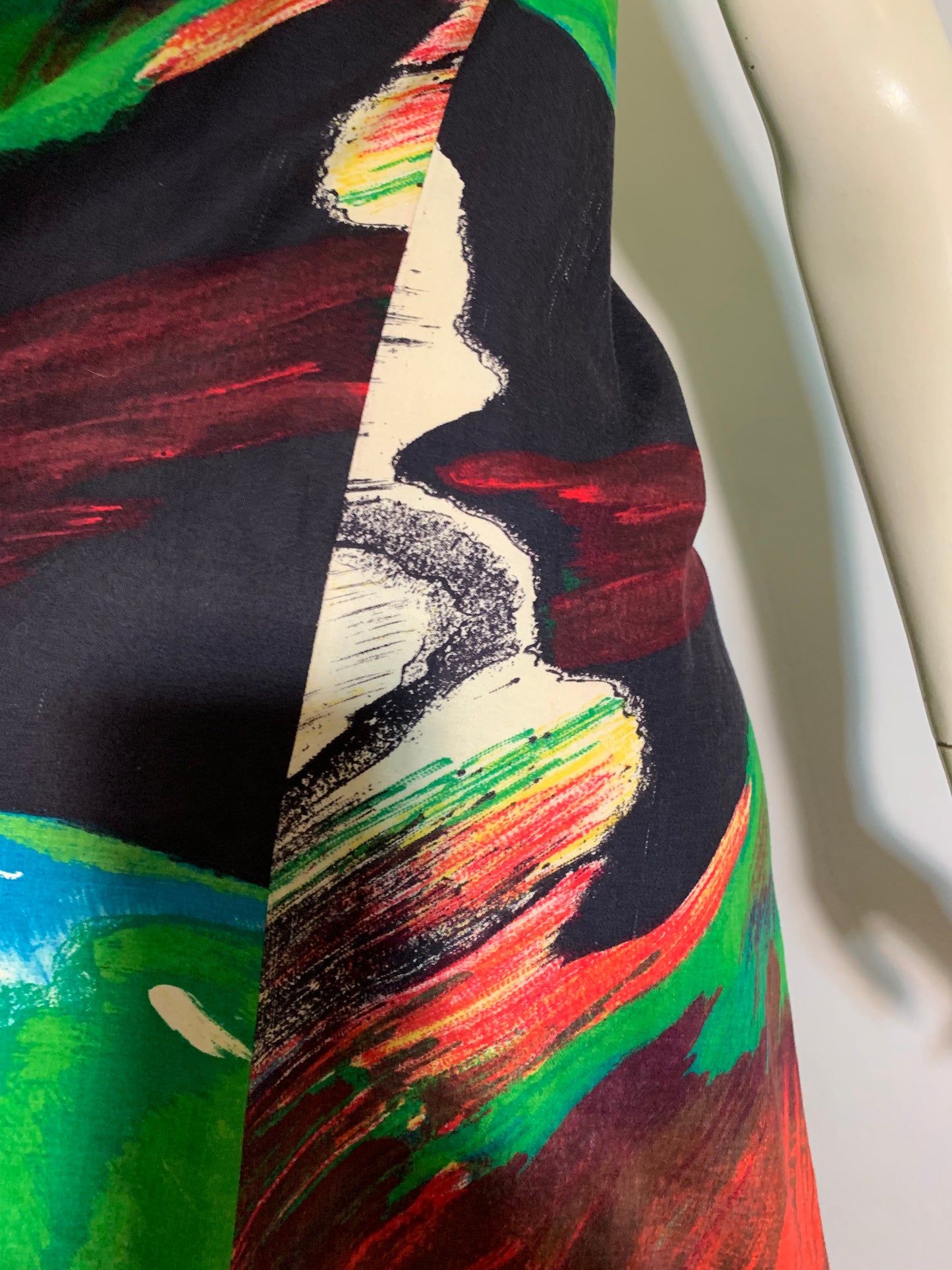 Dramatic Abstract Art Print A-Line Dress circa 1960s
