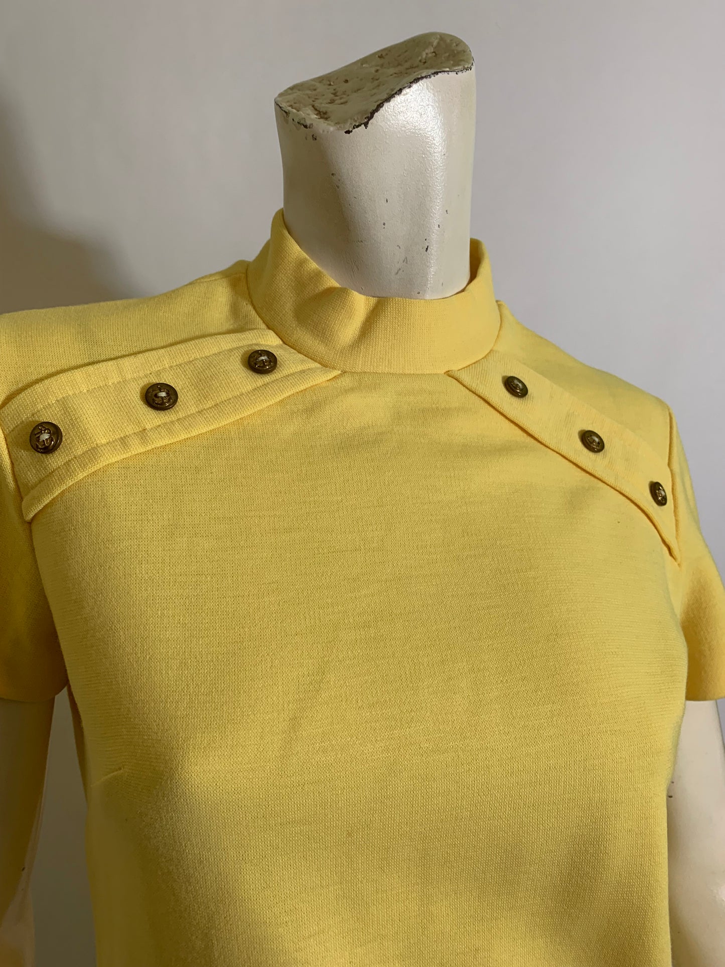 Nautical Themed Lemon Yellow Tunic Micro Mini Dress circa 1970s