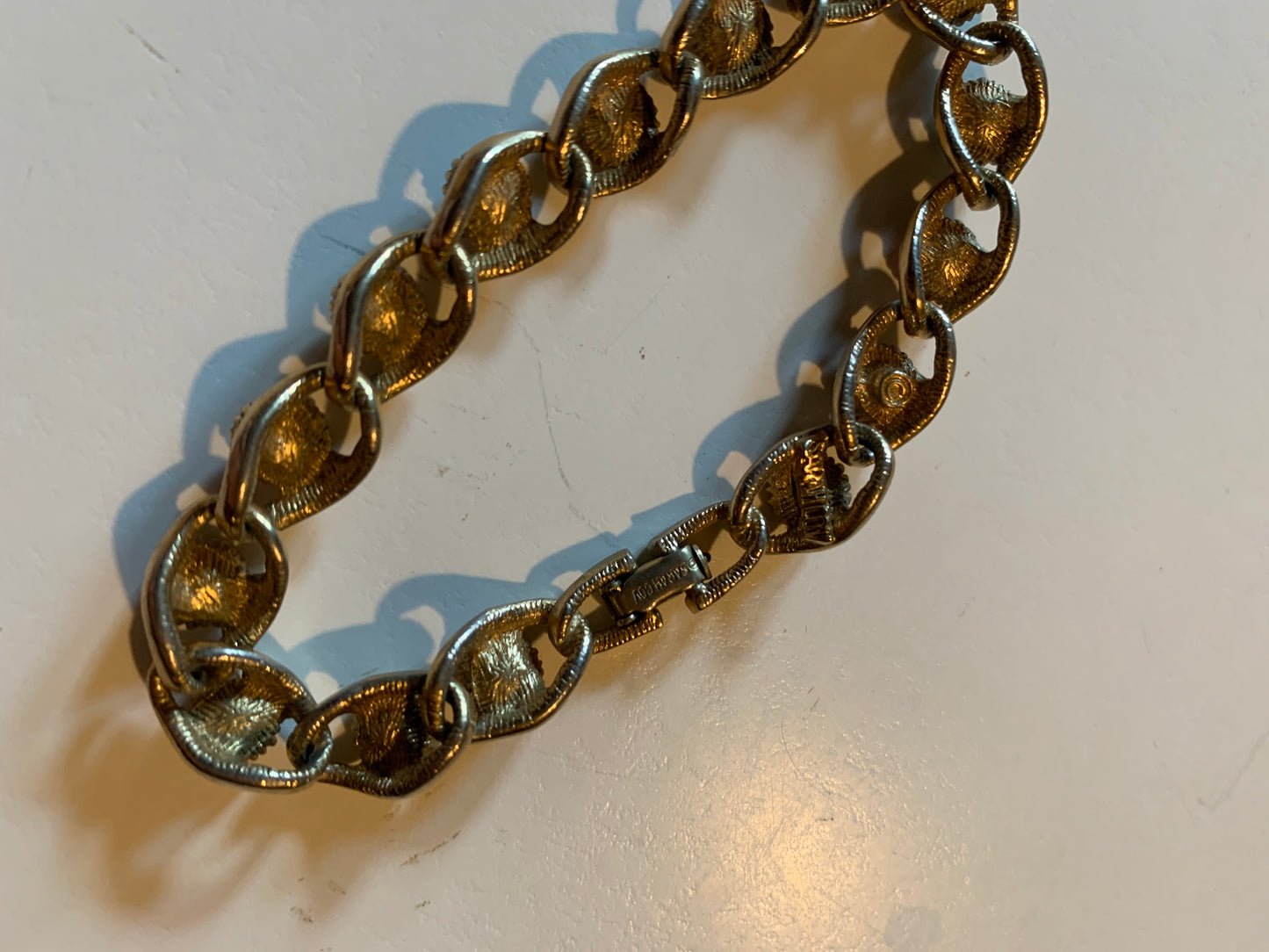 Neon Iridescent Rhinestone Chain Bracelet circa 1960s