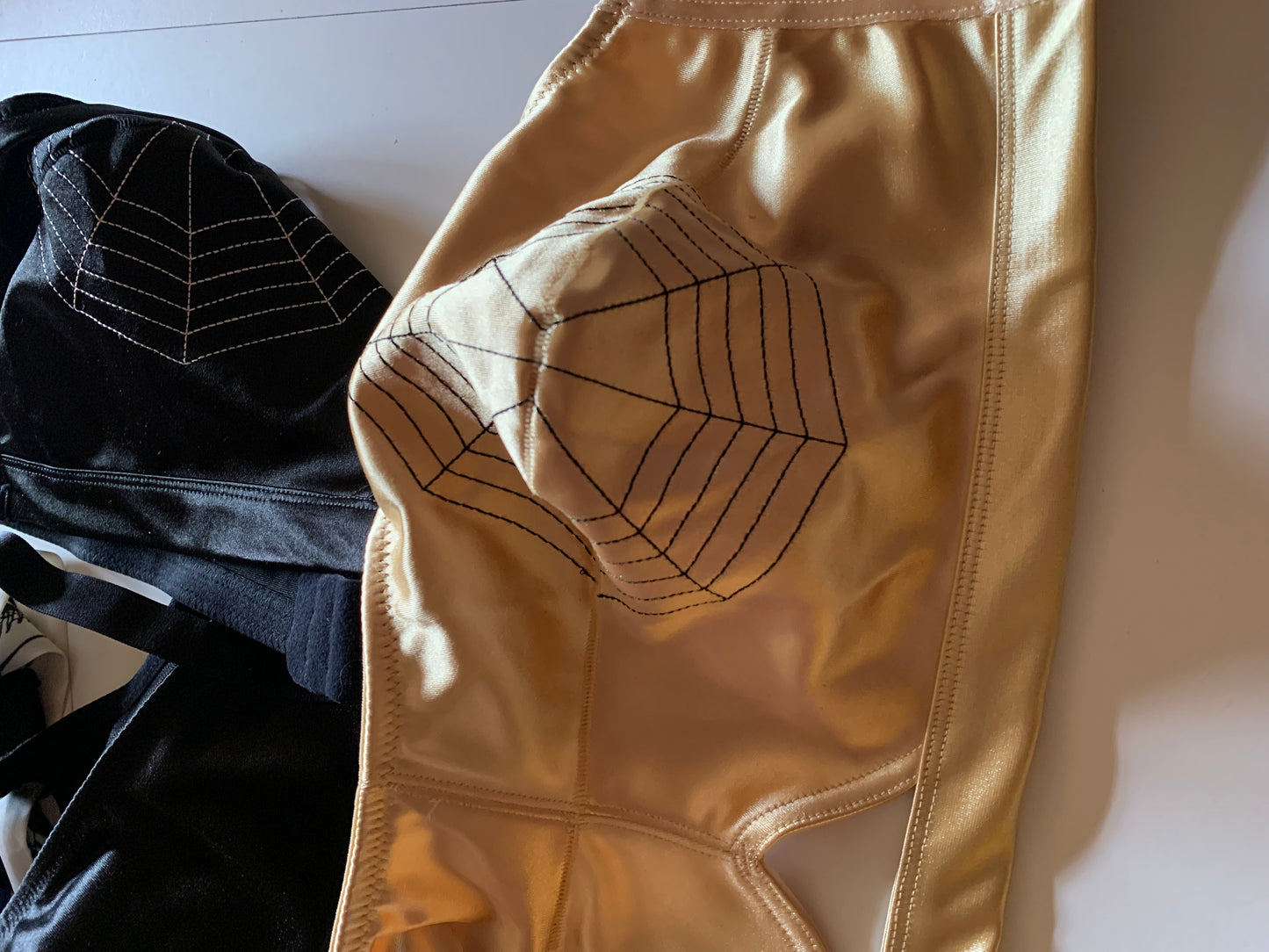 Arachne- the Golden Satin Spider Web Bullet Bra
