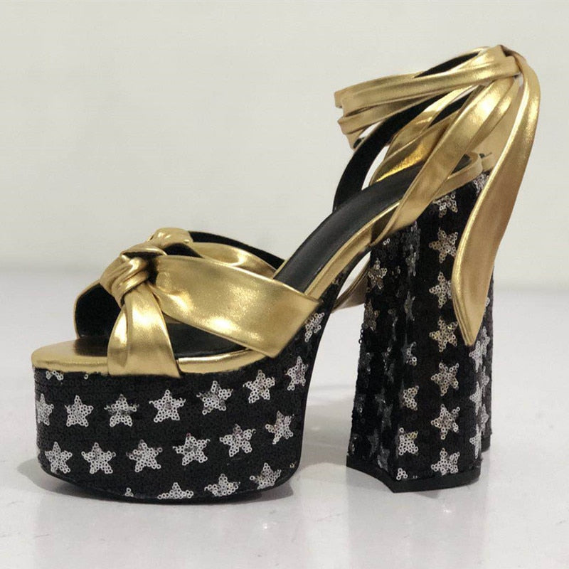 Bolan- the 1970s Glam Rock Inspired Star Studded Platform Shoes 7 Styles Stars Hearts Flowers Solid