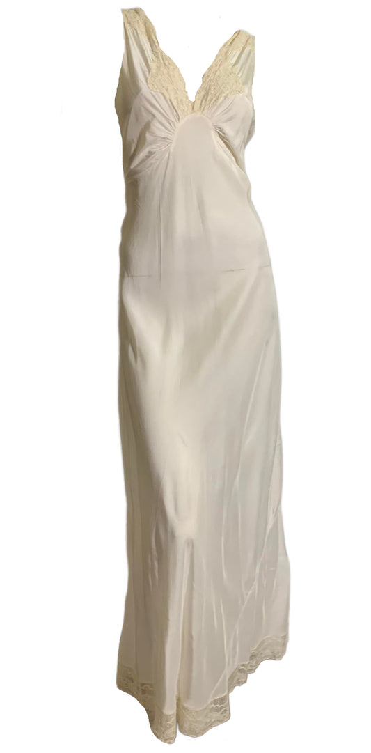 White Rayon Bias Cut Nightgown circa 1930s