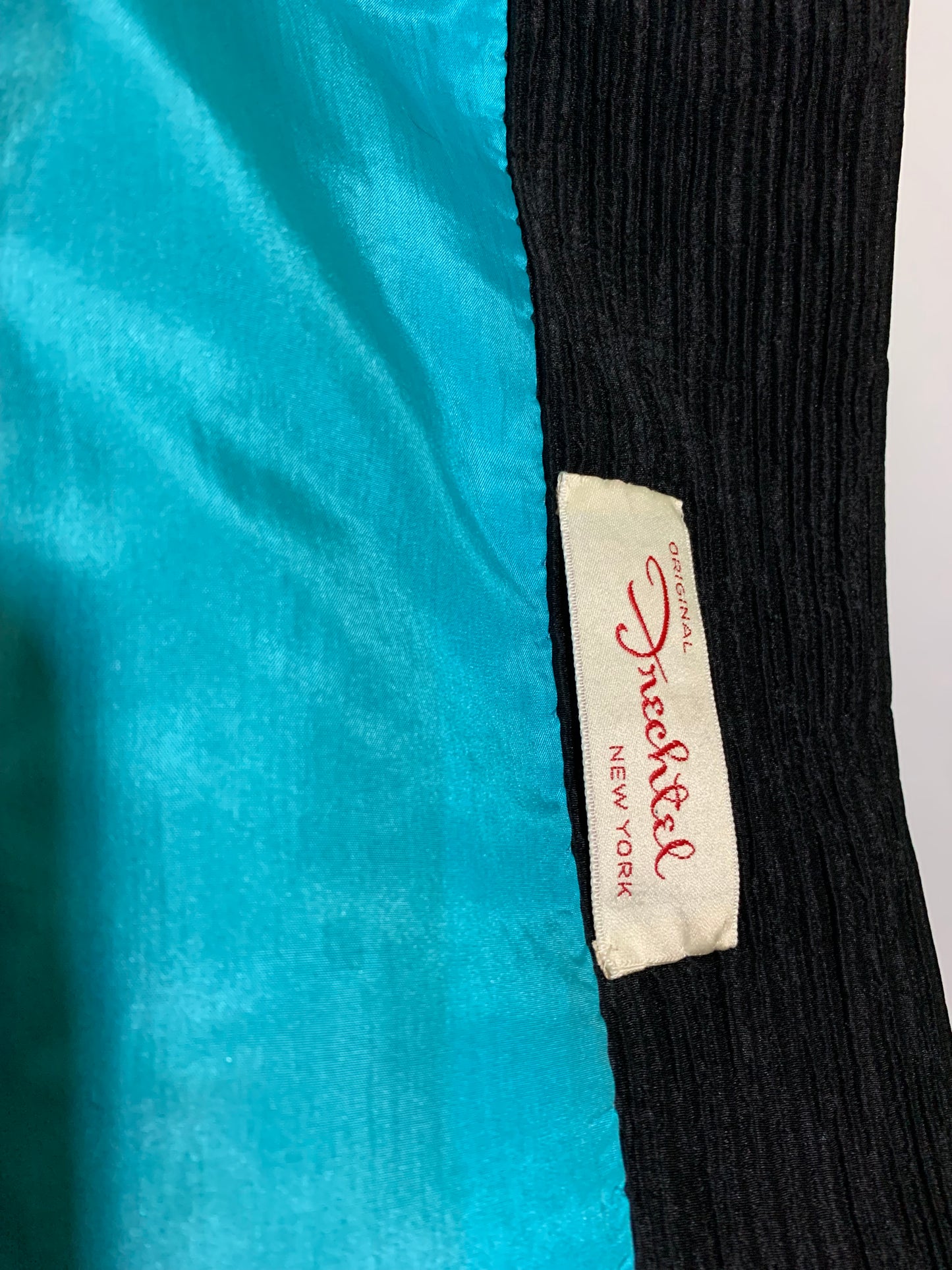 Elegant and Chic Black Textured Silk Cropped Jacket Suit with Flower circa 1960s