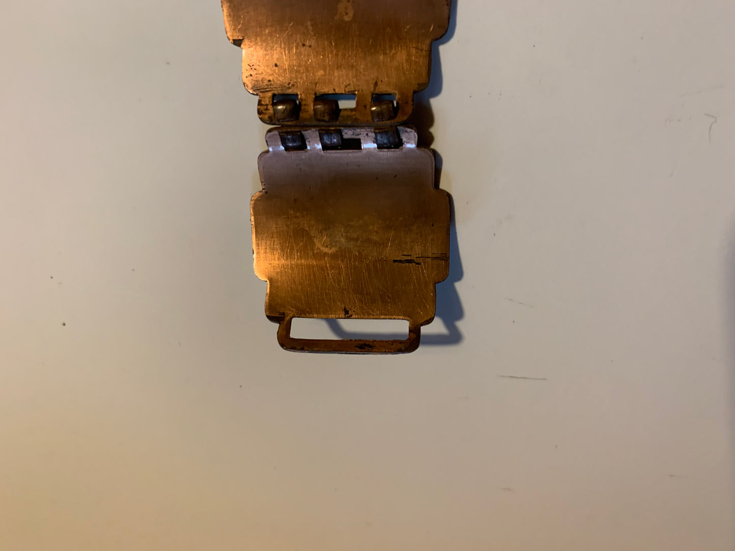 Ombré Coffee Brown Enameled Copper Link Bracelet circa 1940s