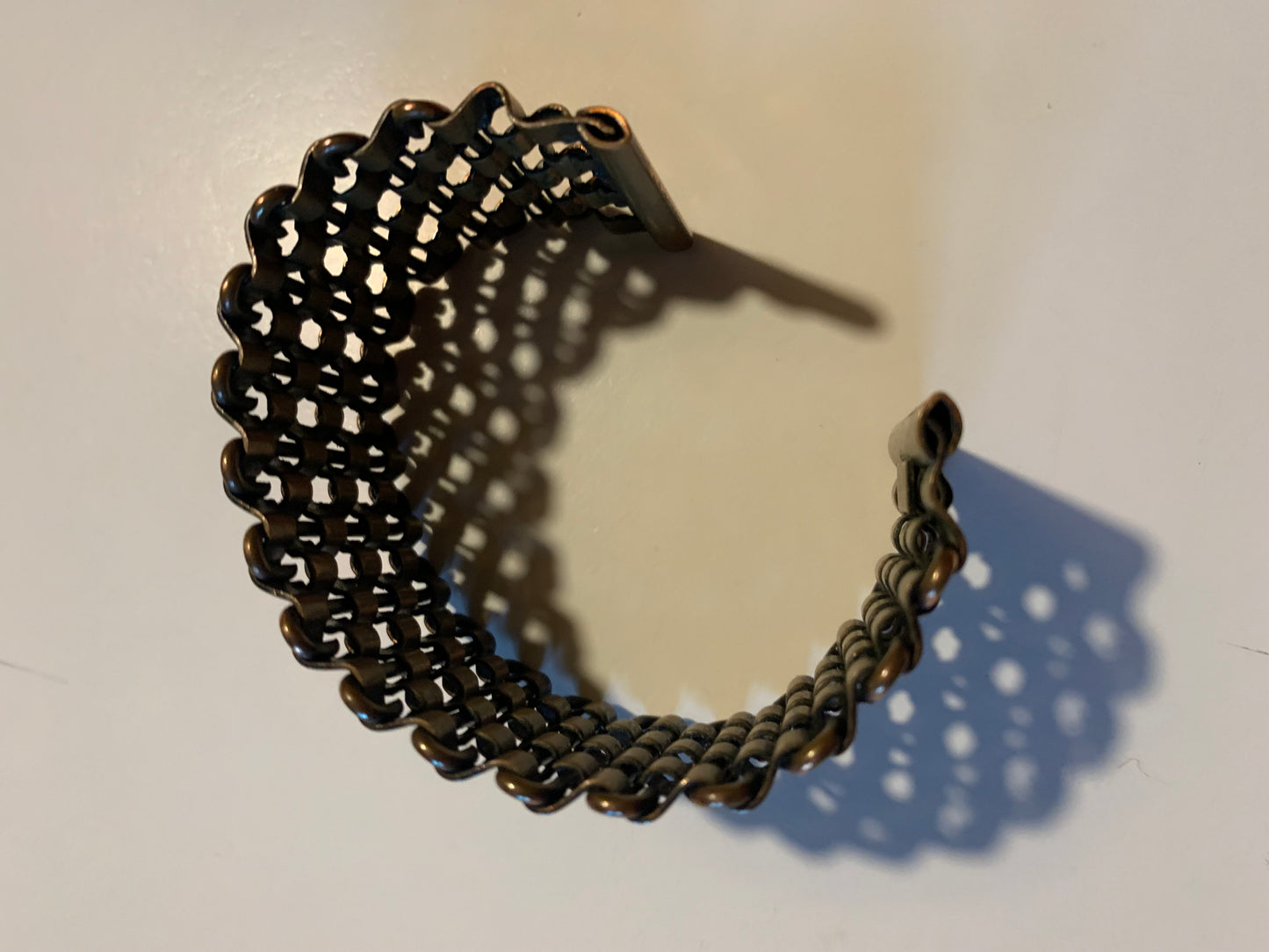 Classic Basket Weave Copper Cuff Bracelet circa 1940s