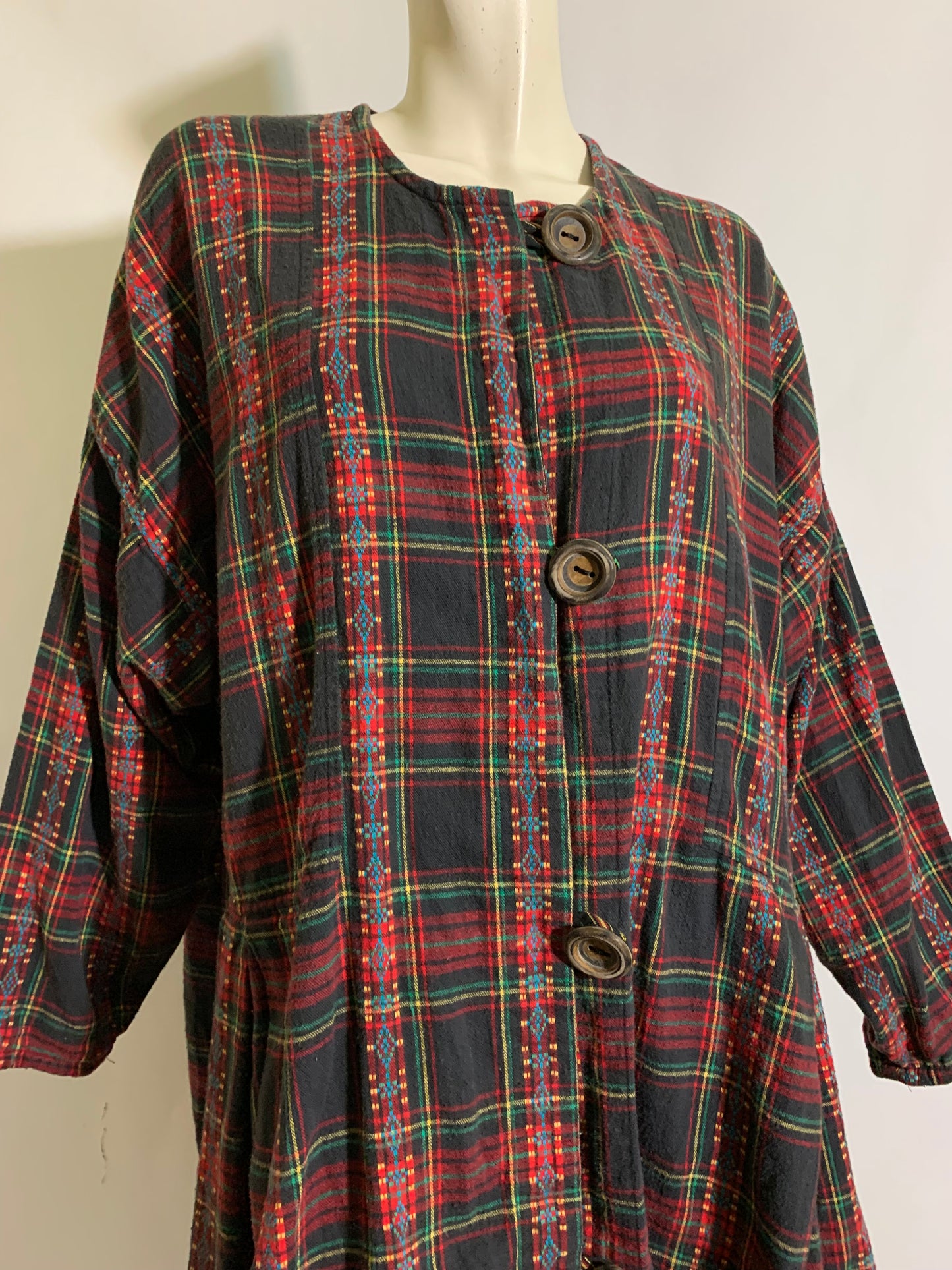 Plaid Flannel Coat Dress circa 1990s