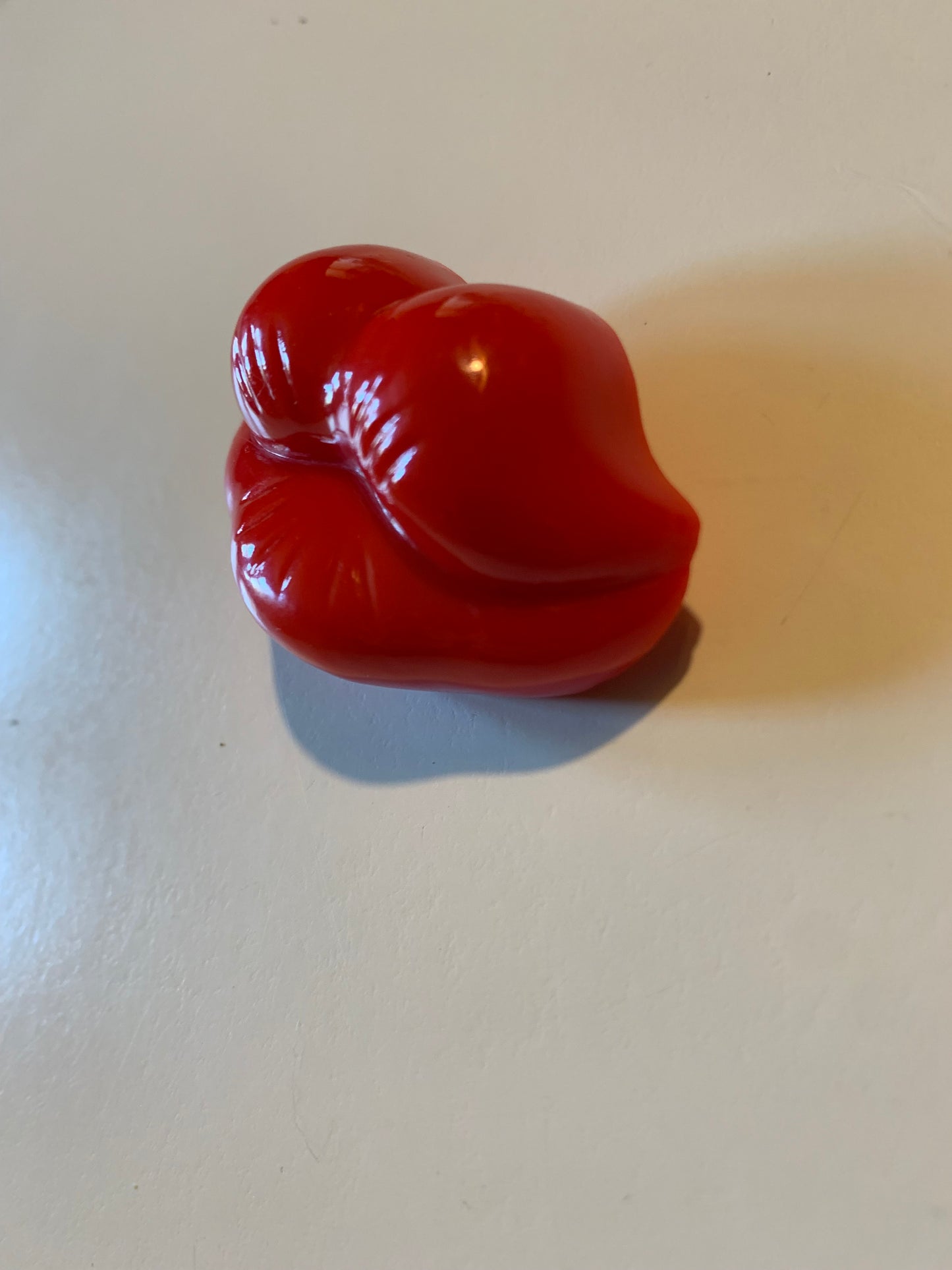 Marilyn's Red Pouty Kiss Lips Brooch circa 1980s